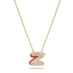 ‘Z’ Diamond Enamel Pendant