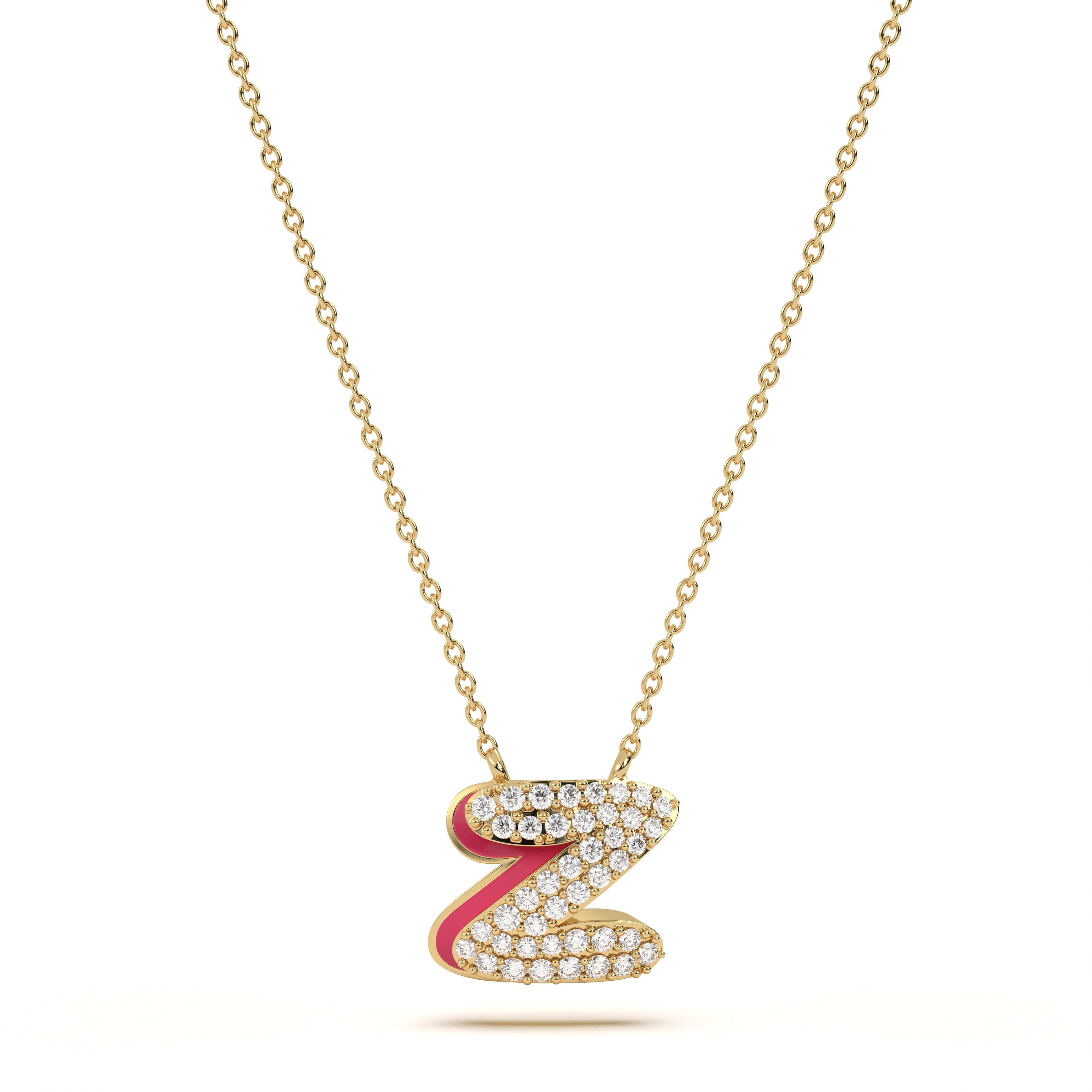 ‘Z’ Diamond Enamel Pendant