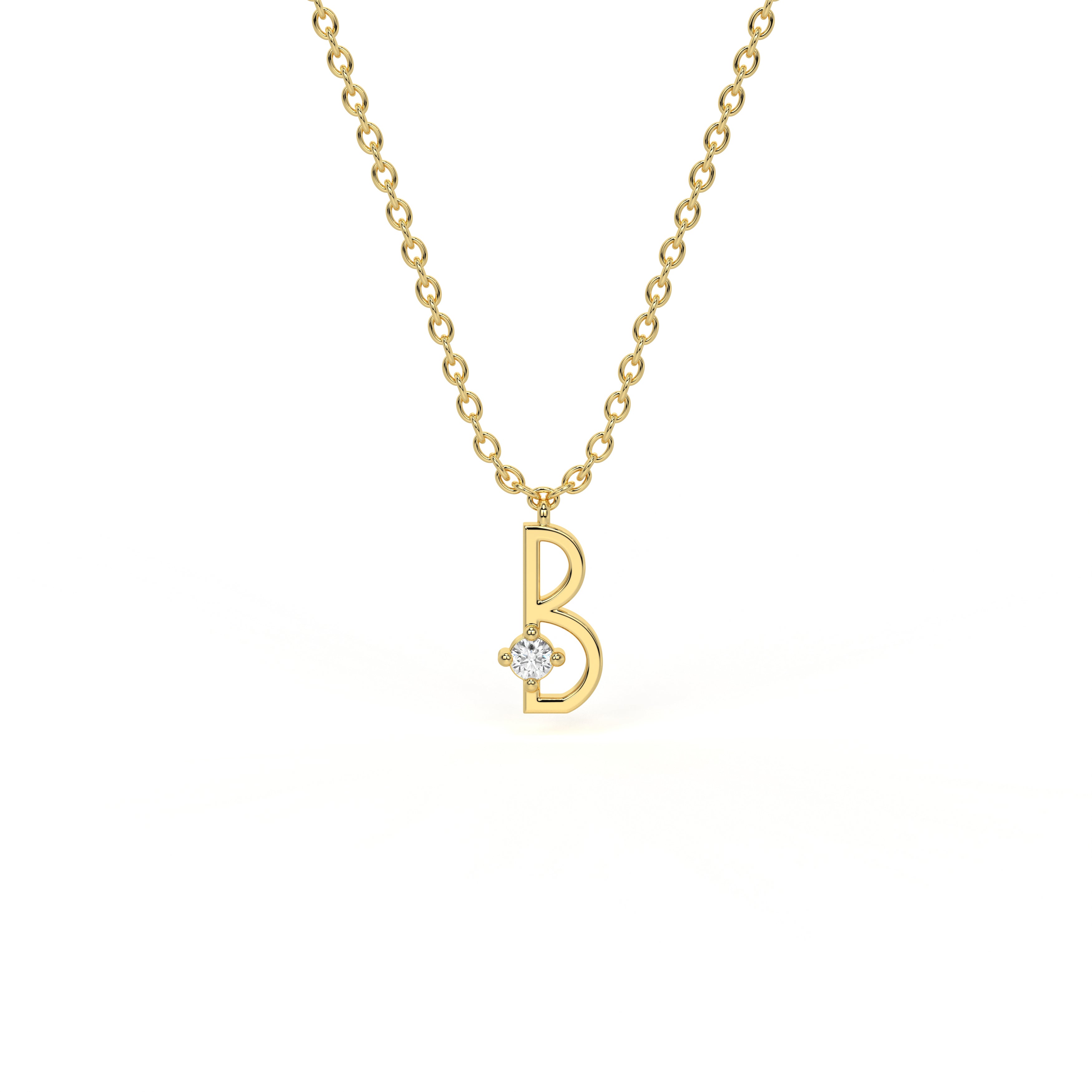B Diamond Initial Pendant