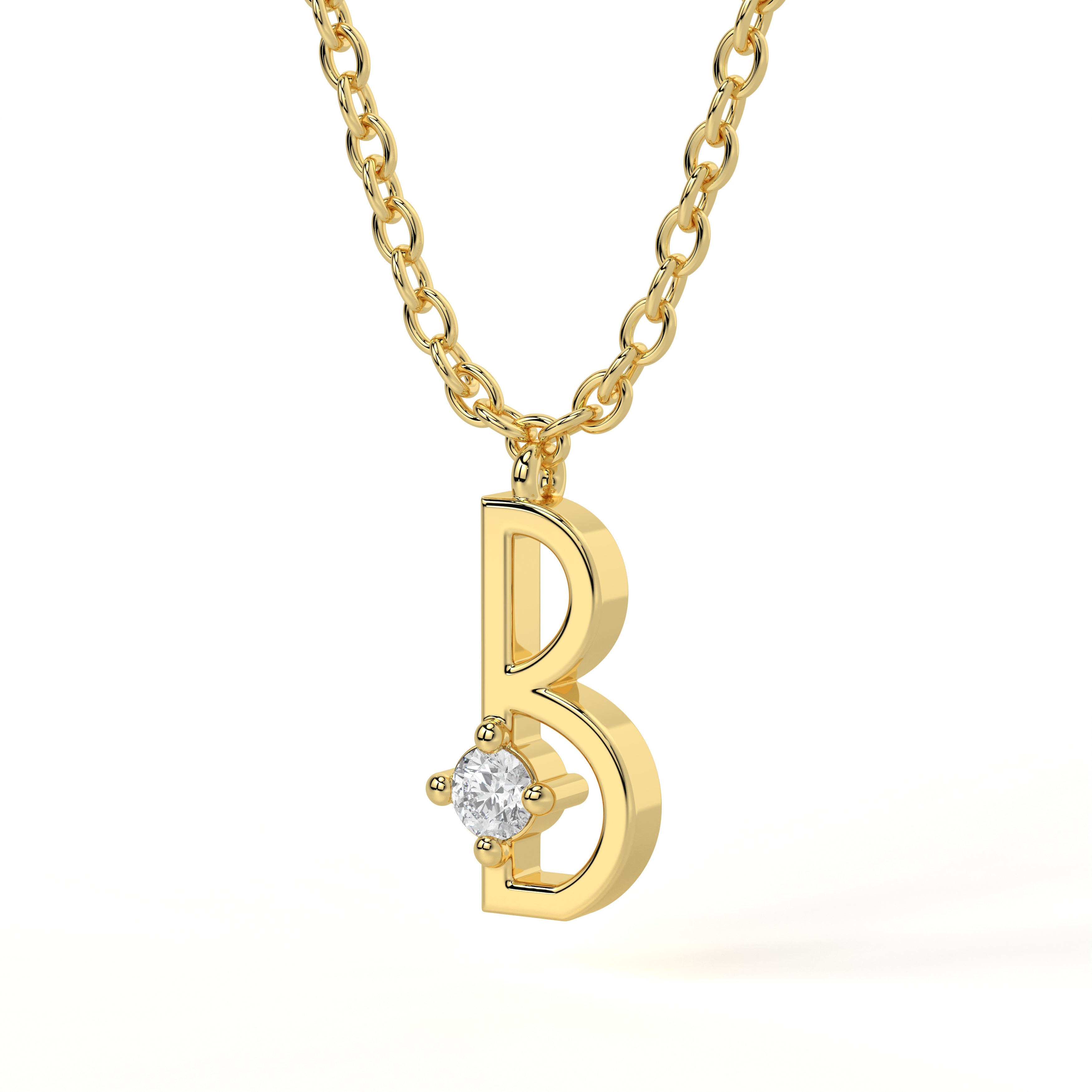 B Diamond Initial Pendant