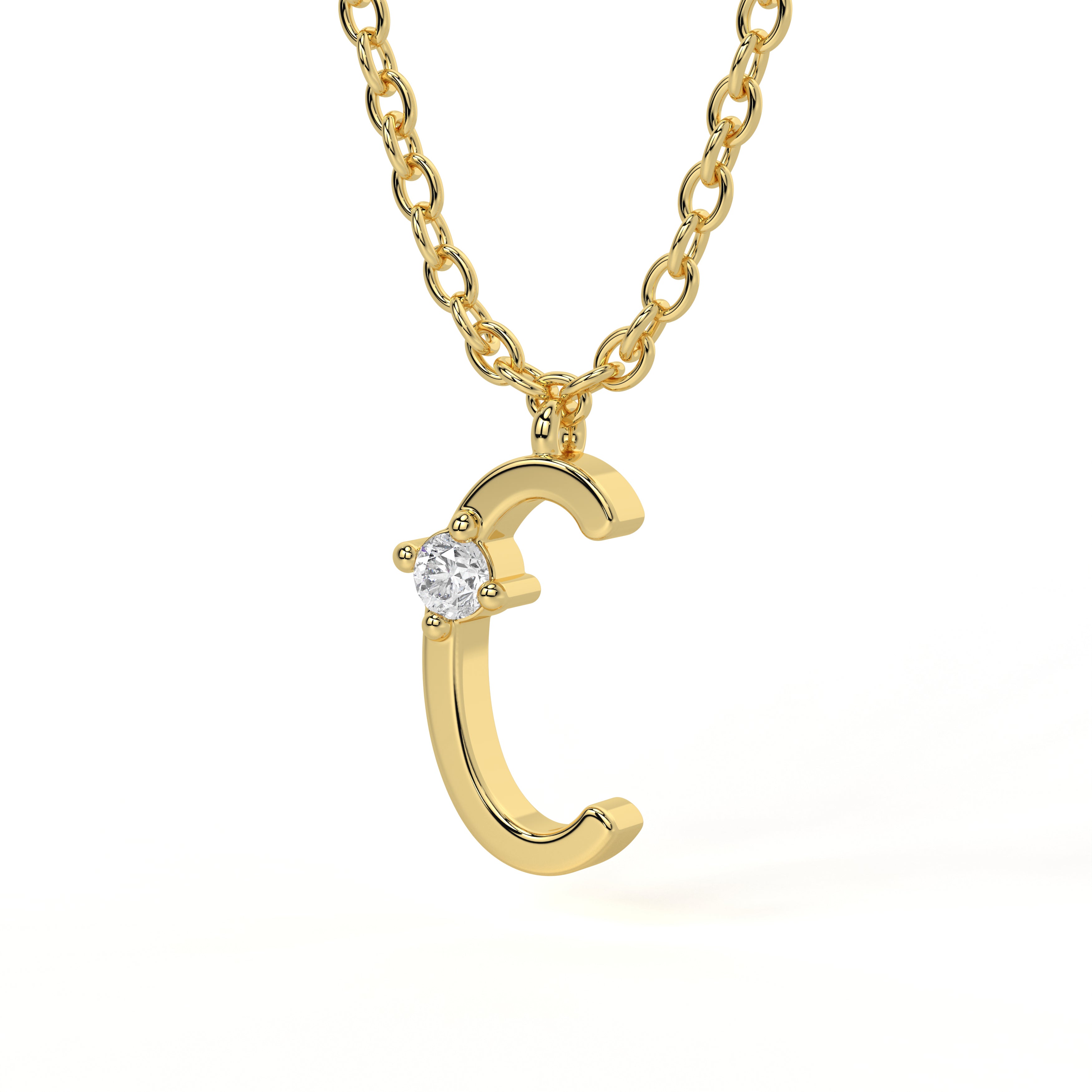 C Diamond Initial Pendant