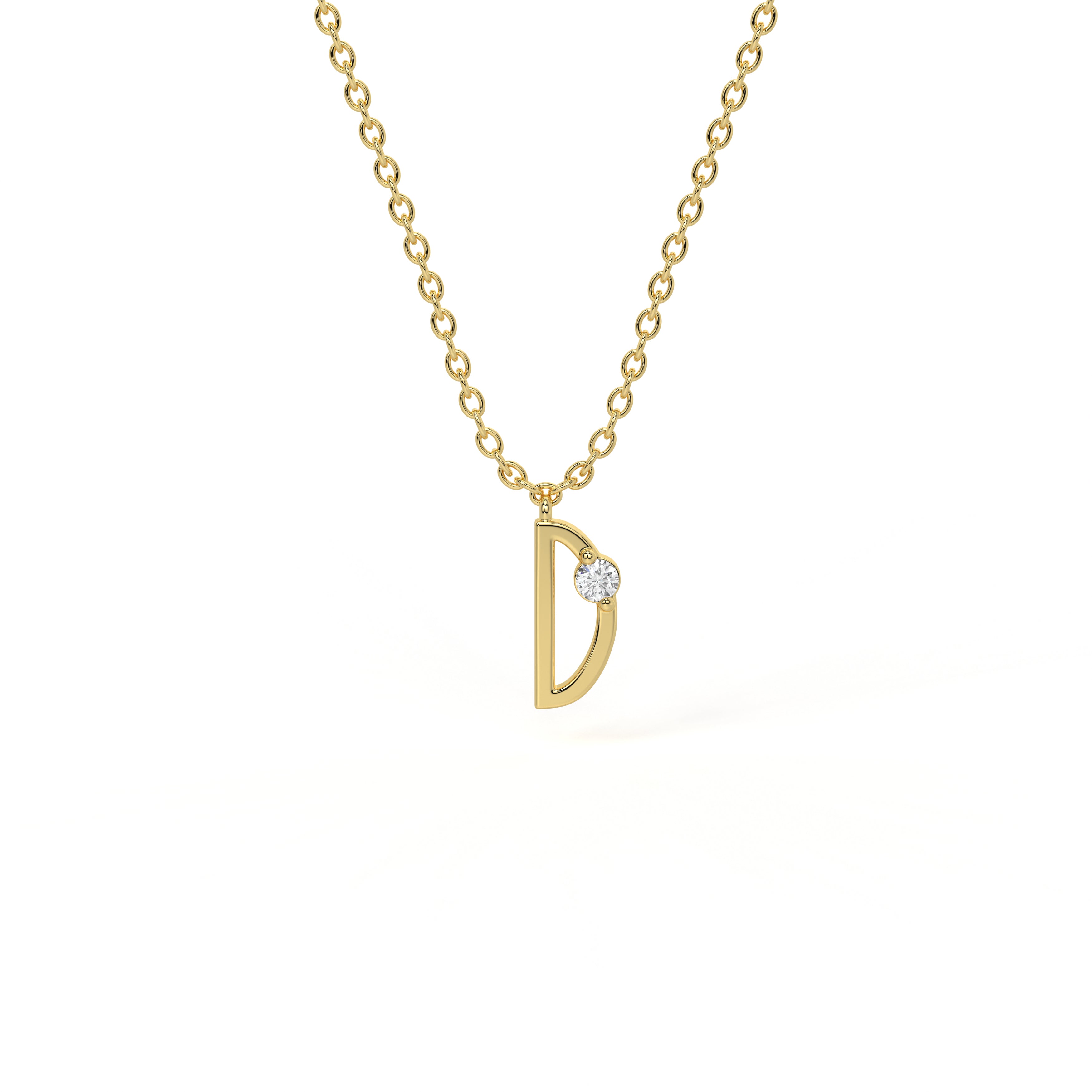 D Diamond Initial Pendant