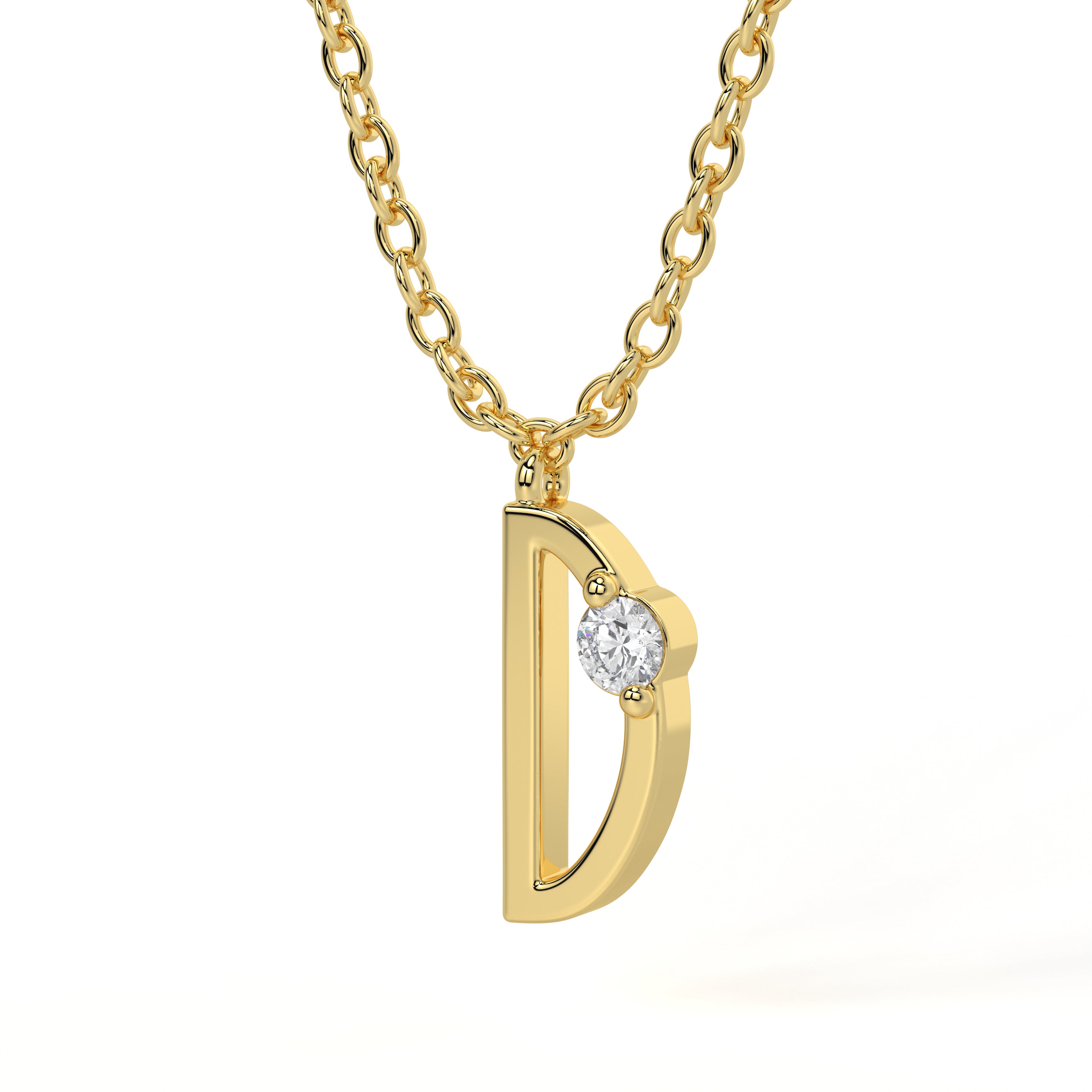 D Diamond Initial Pendant