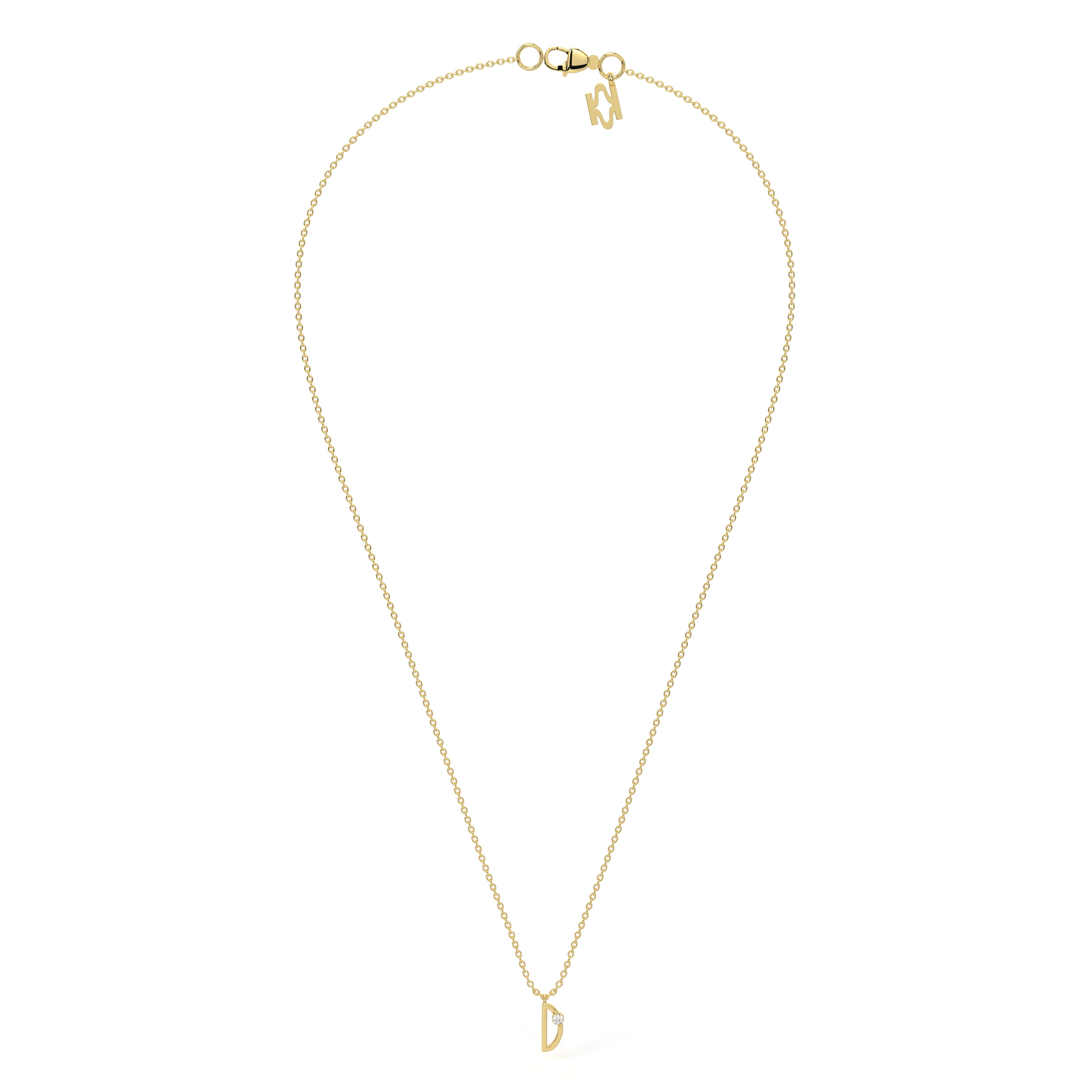 D Diamond Initial Pendant