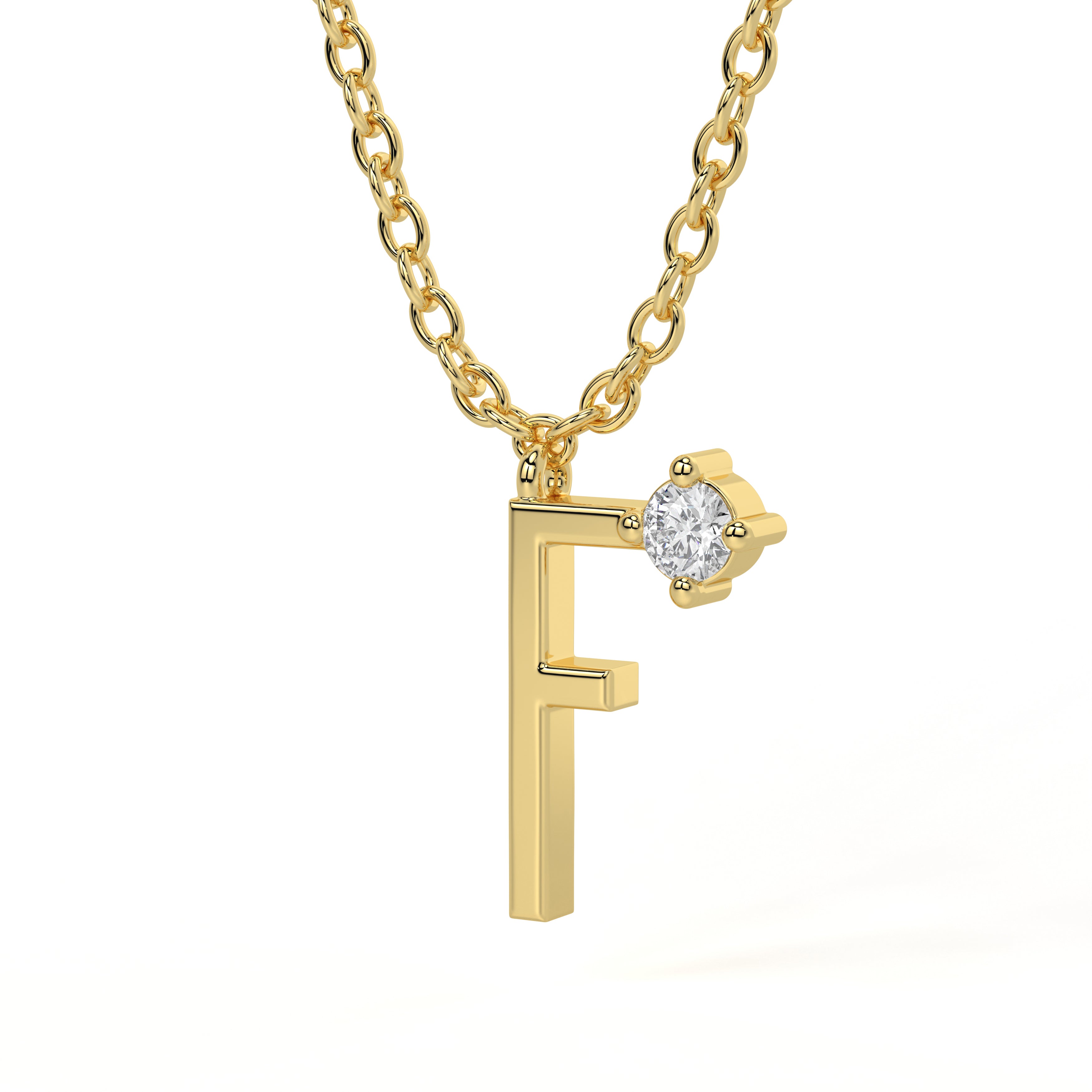 F Diamond Initial Pendant