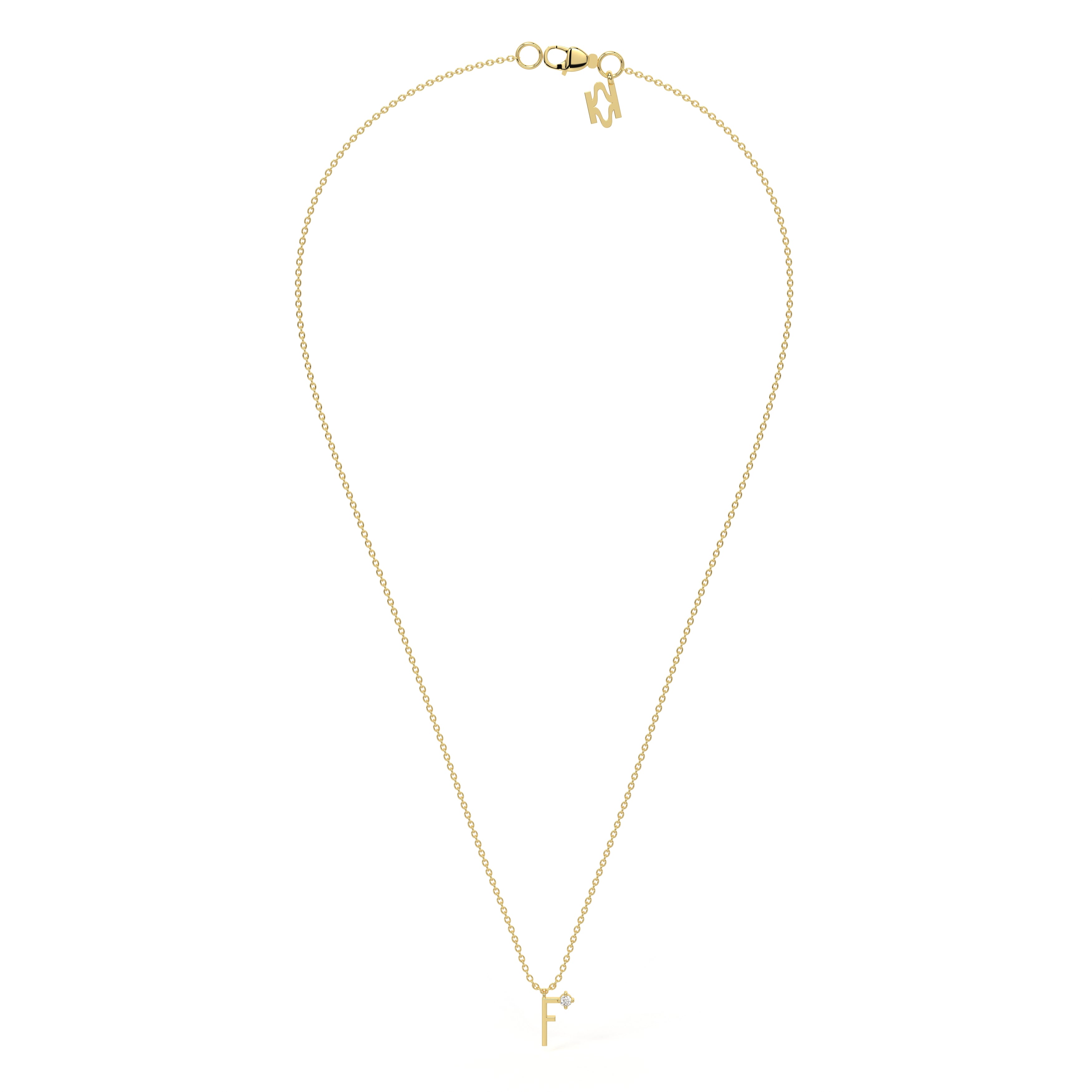 F Diamond Initial Pendant