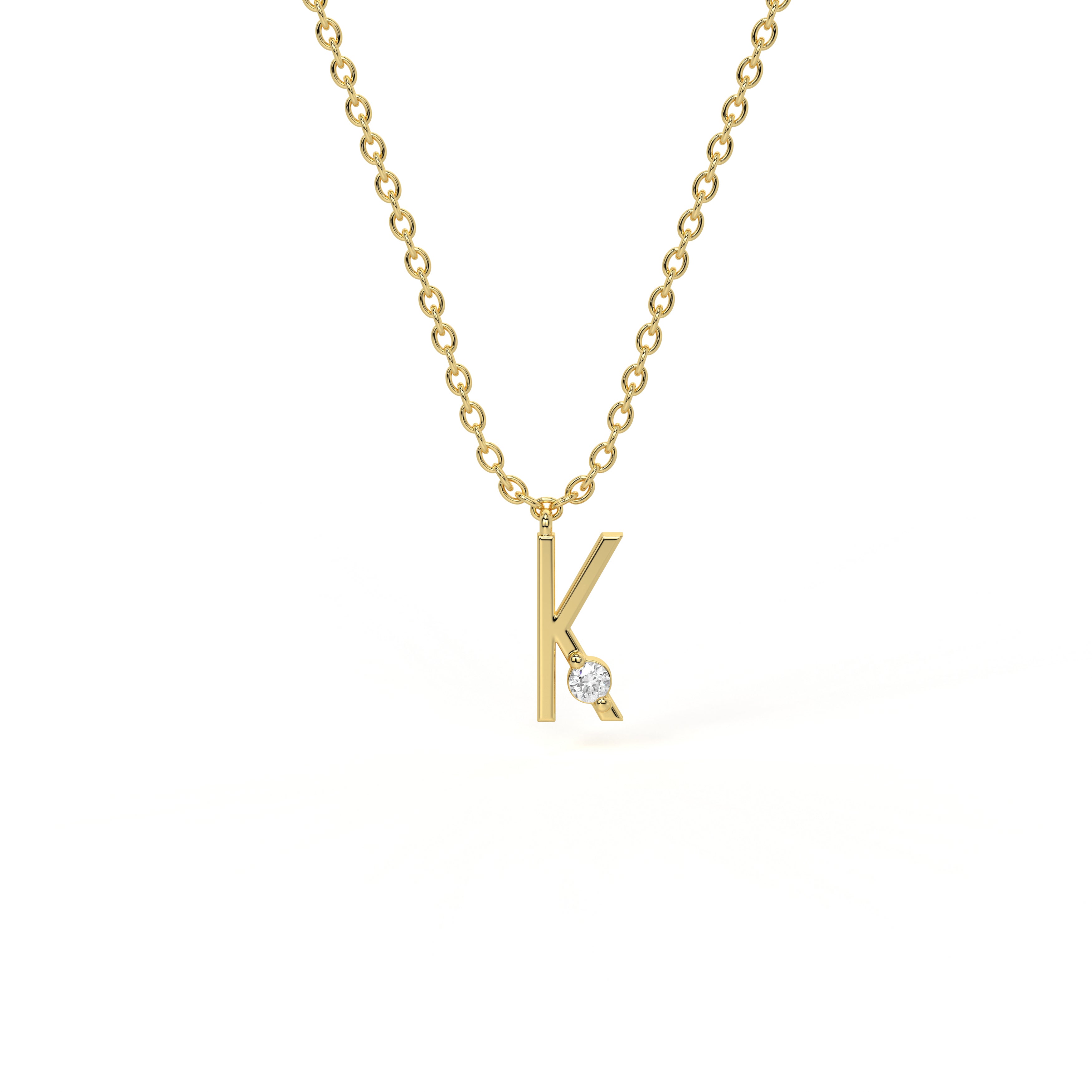 K Diamond Initial Pendant