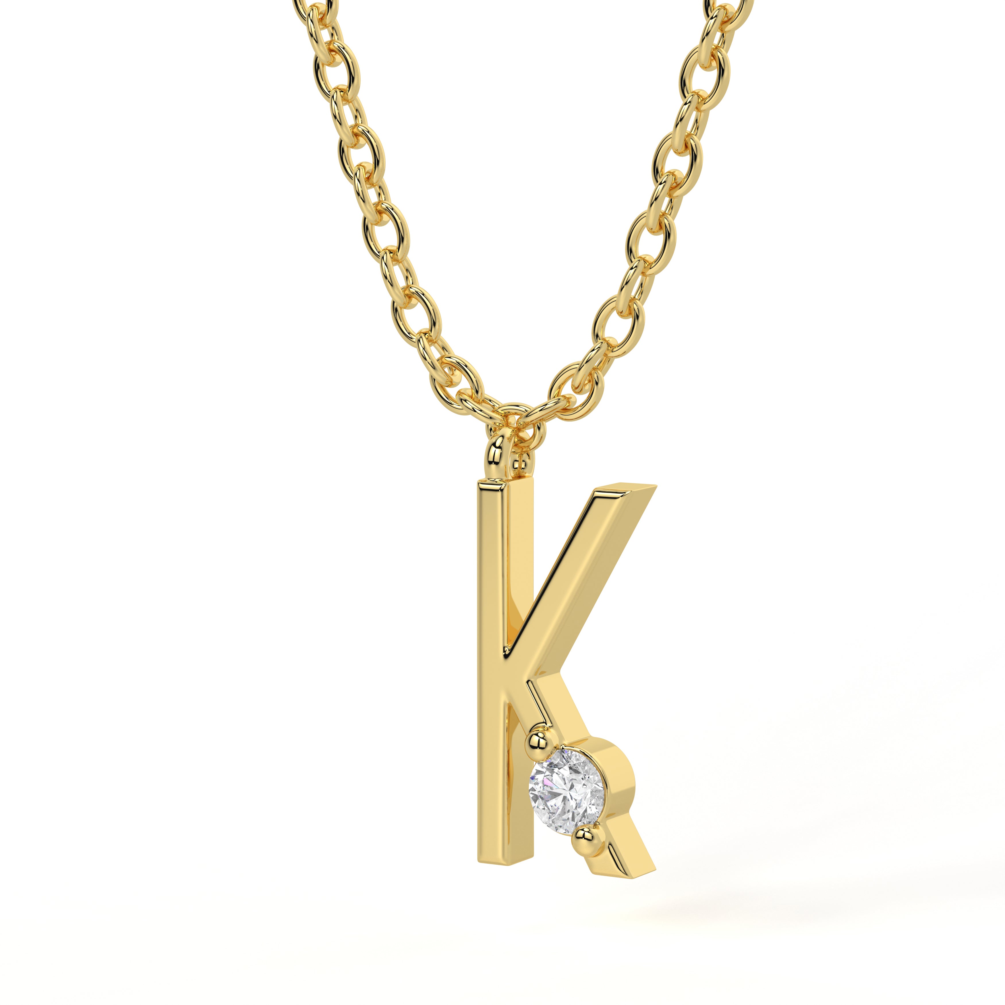 K Diamond Initial Pendant