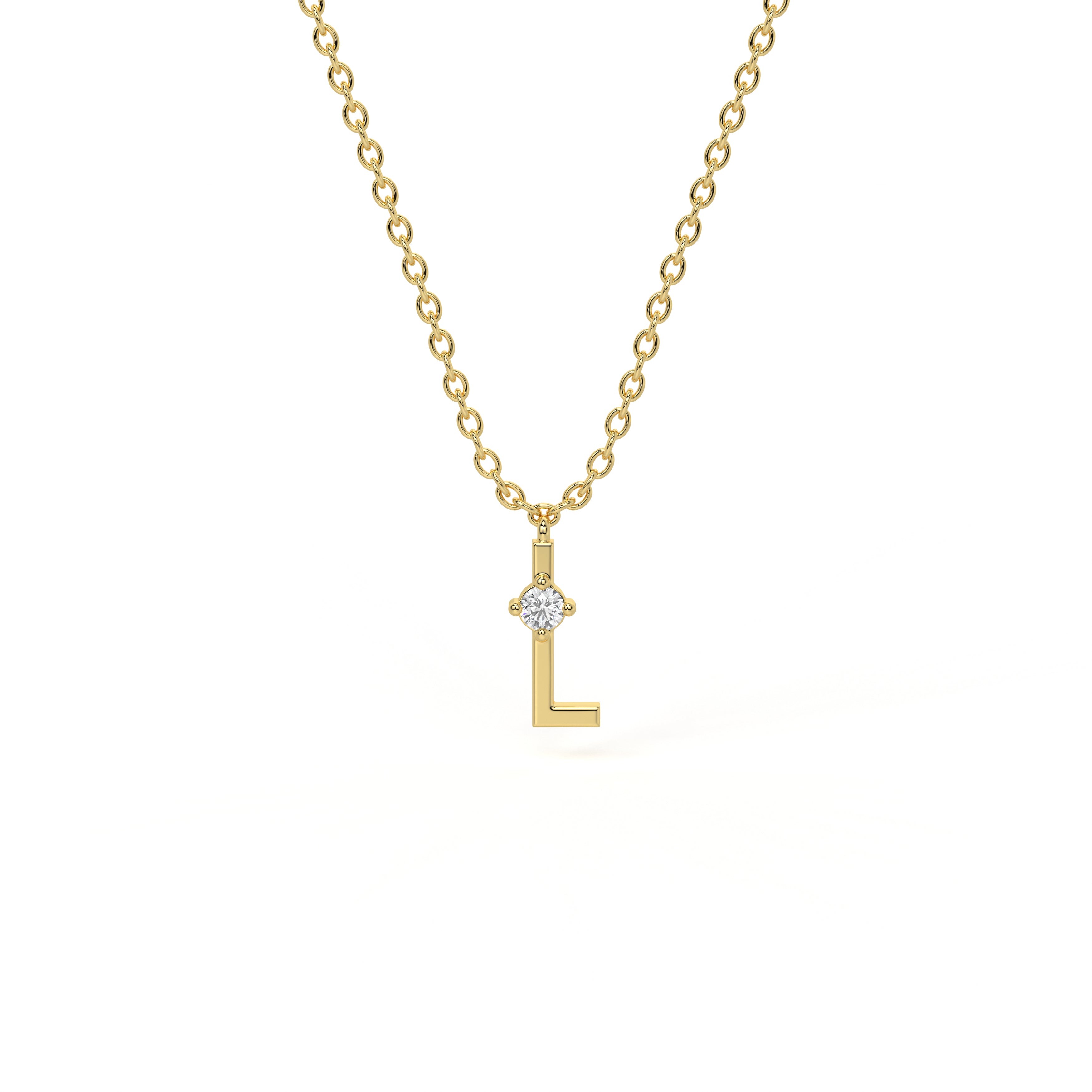 L Diamond Initial Pendant