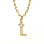 L Diamond Initial Pendant