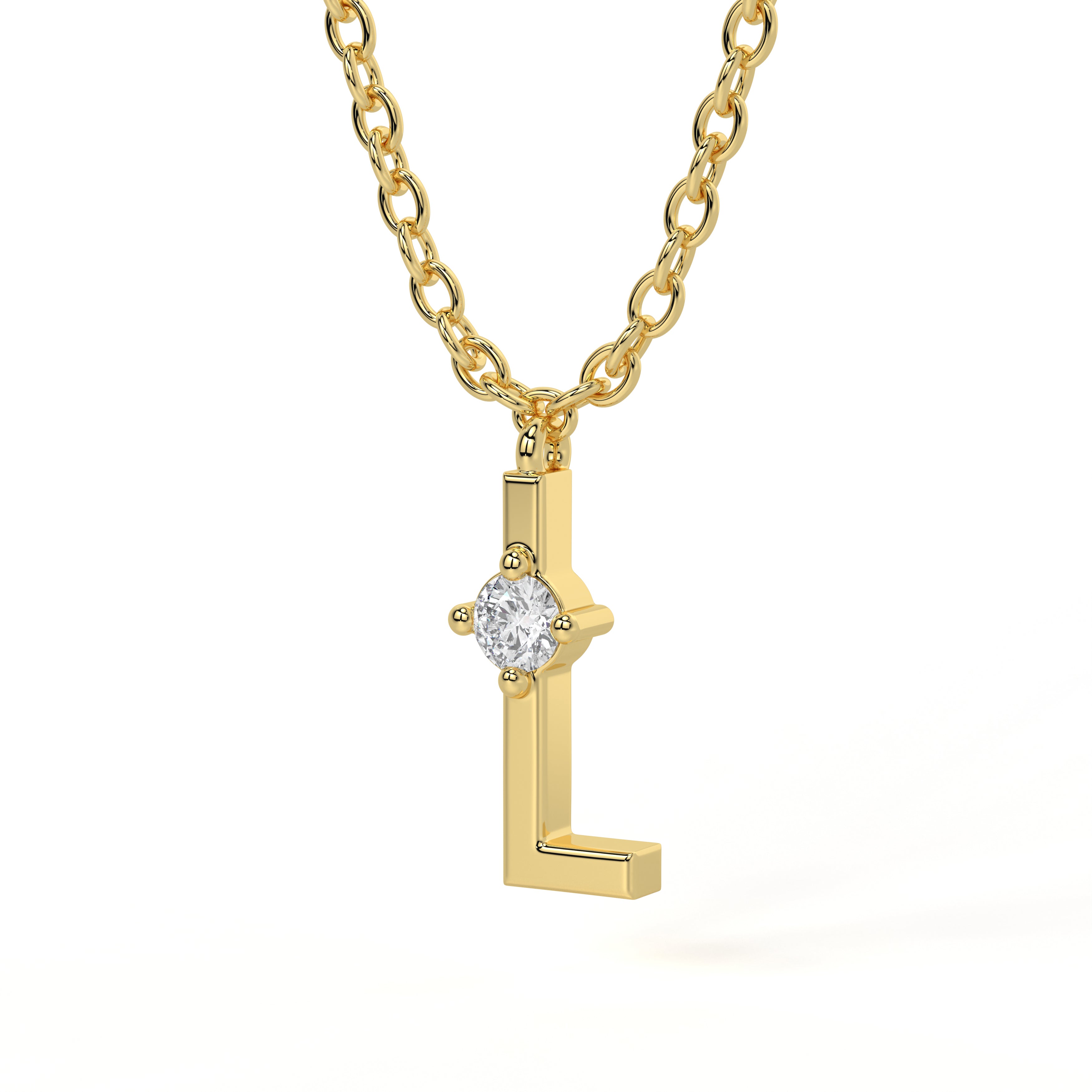 L Diamond Initial Pendant