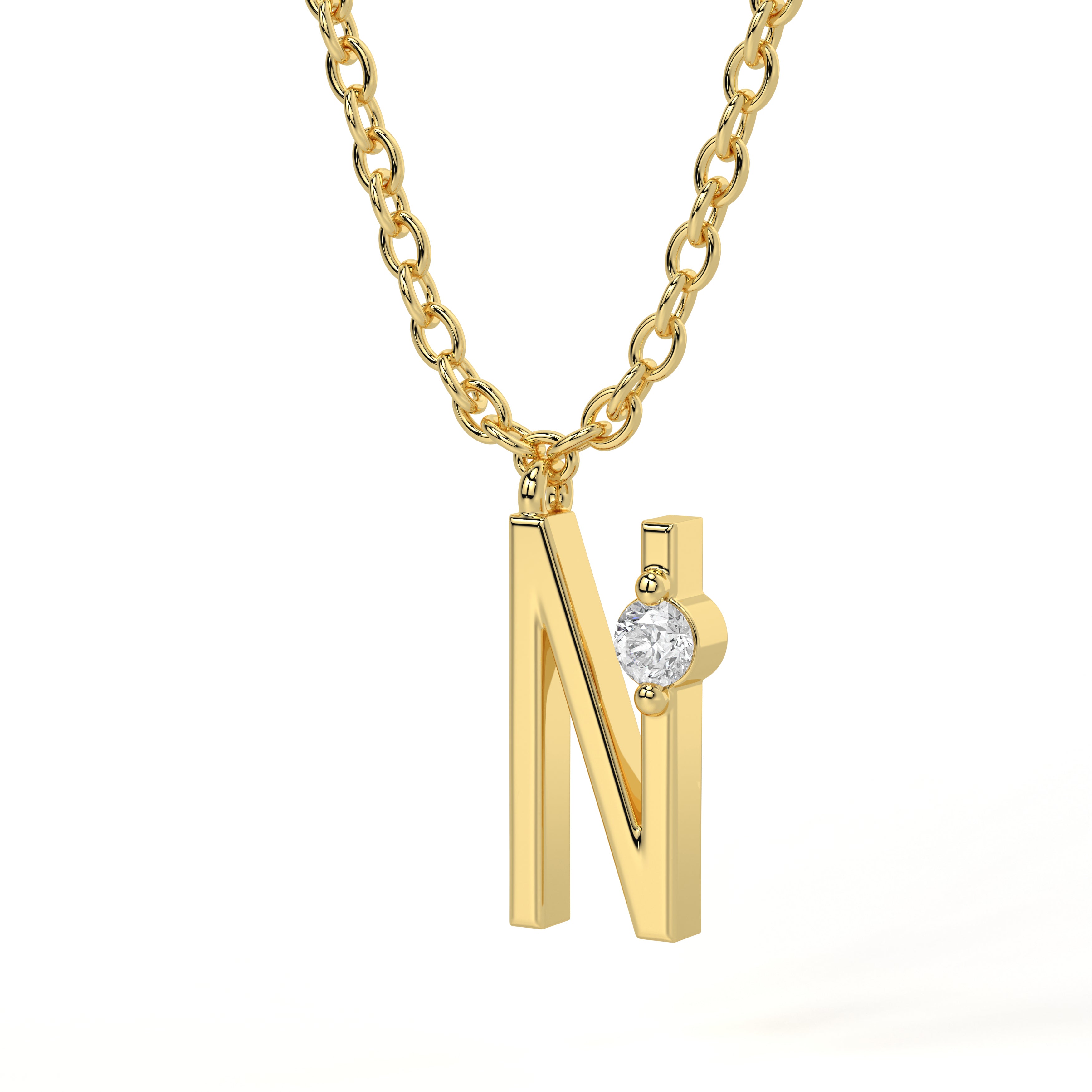 N Diamond Initial Pendant