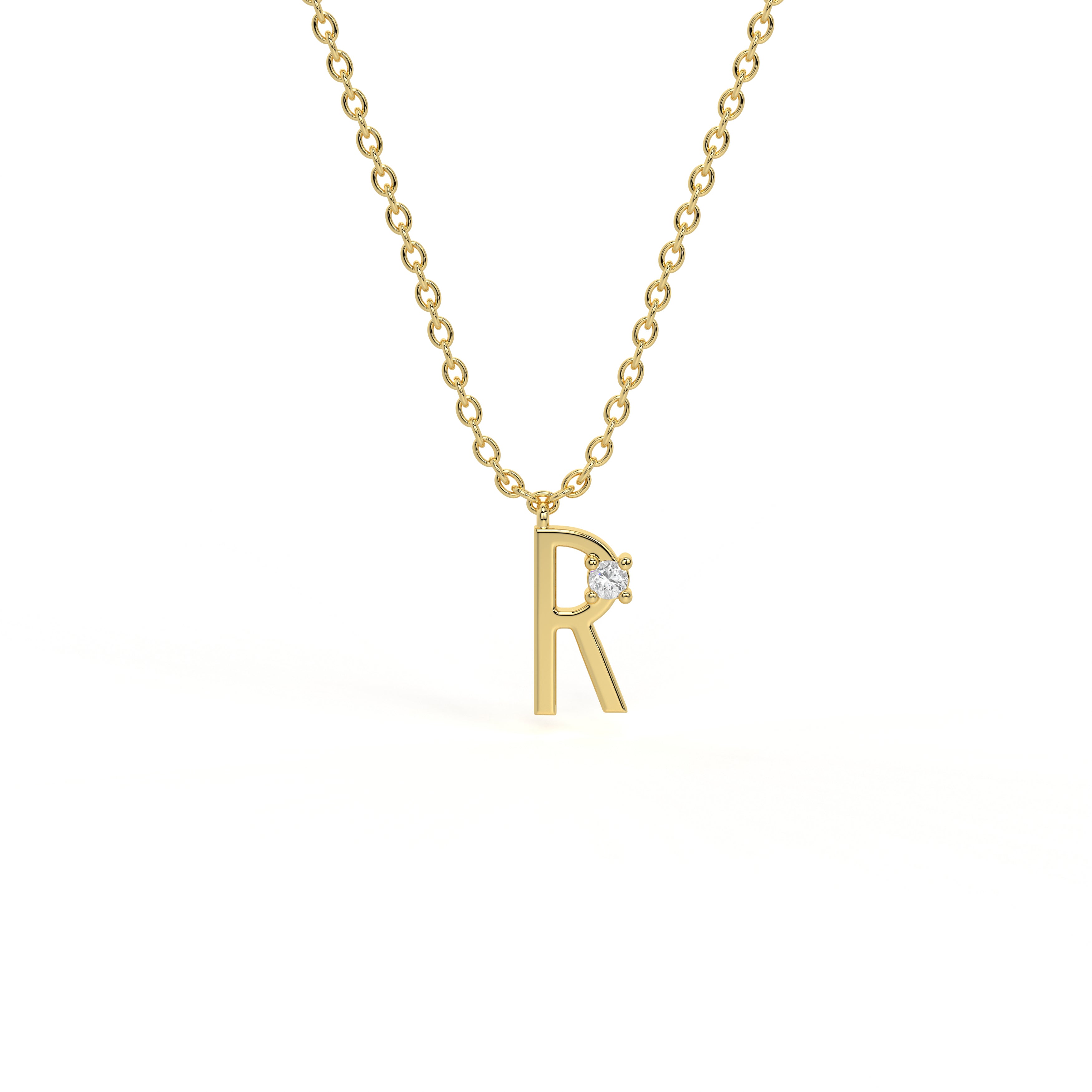 R Diamond Initial Pendant