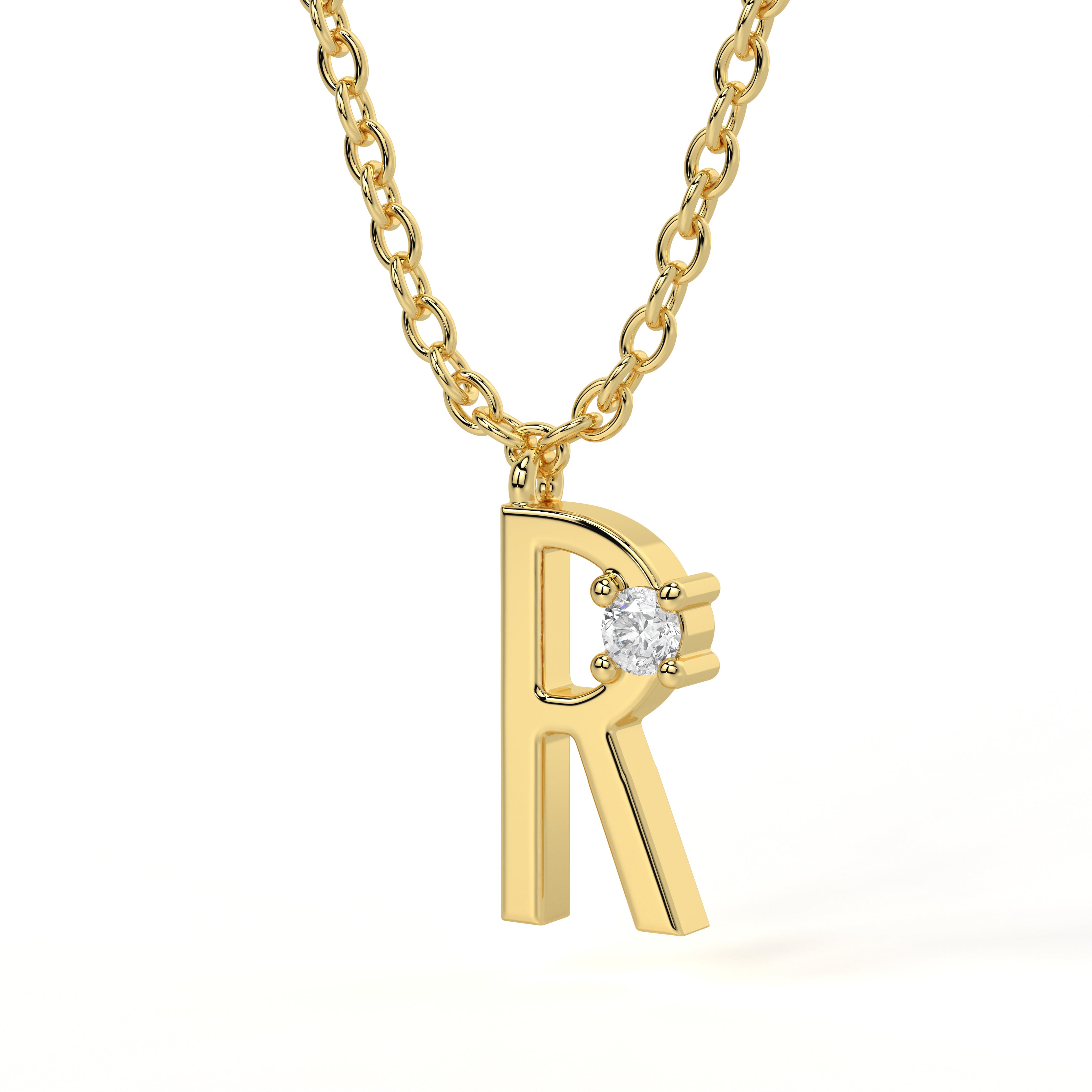 R Diamond Initial Pendant