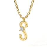 S Diamond Initial Pendant