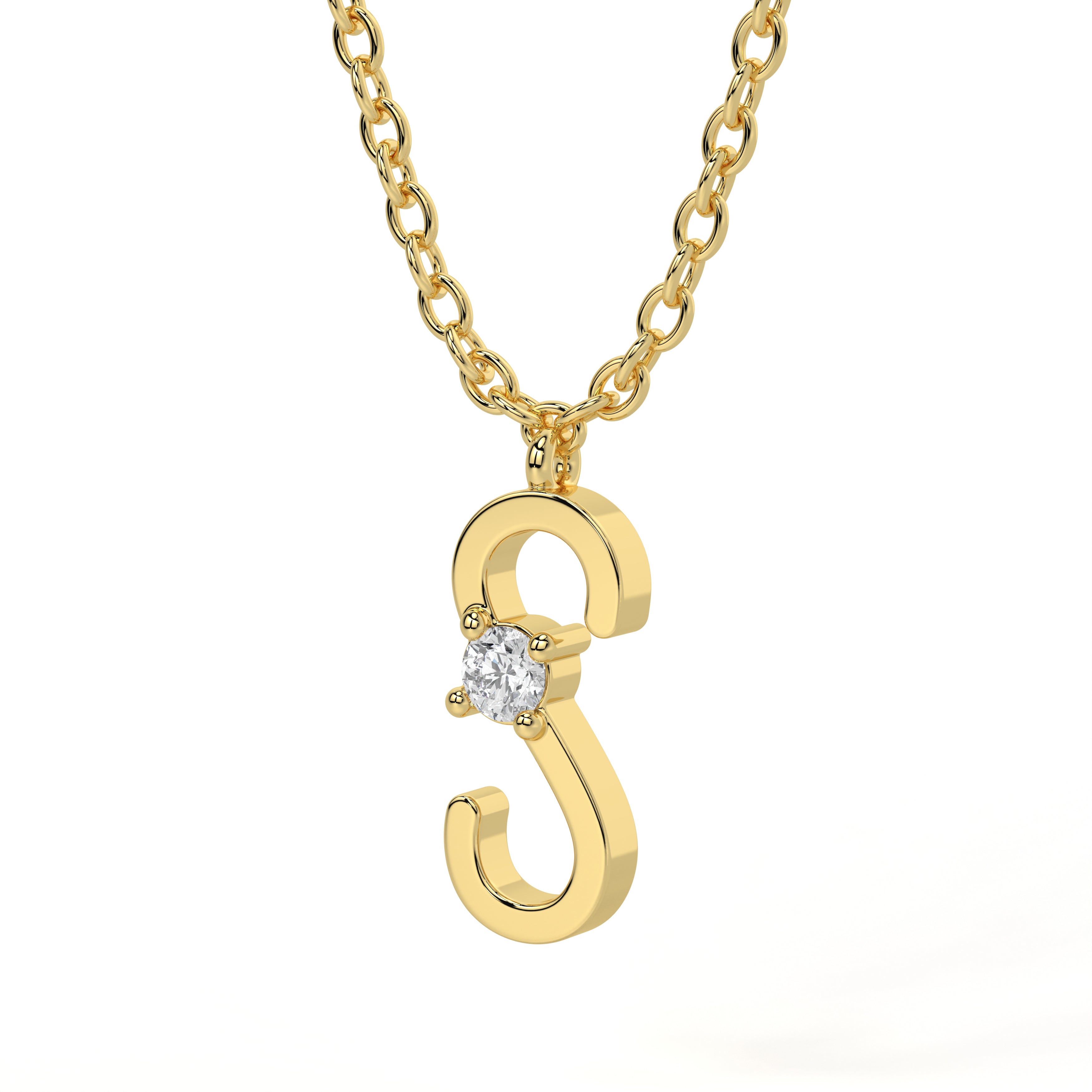 S Diamond Initial Pendant
