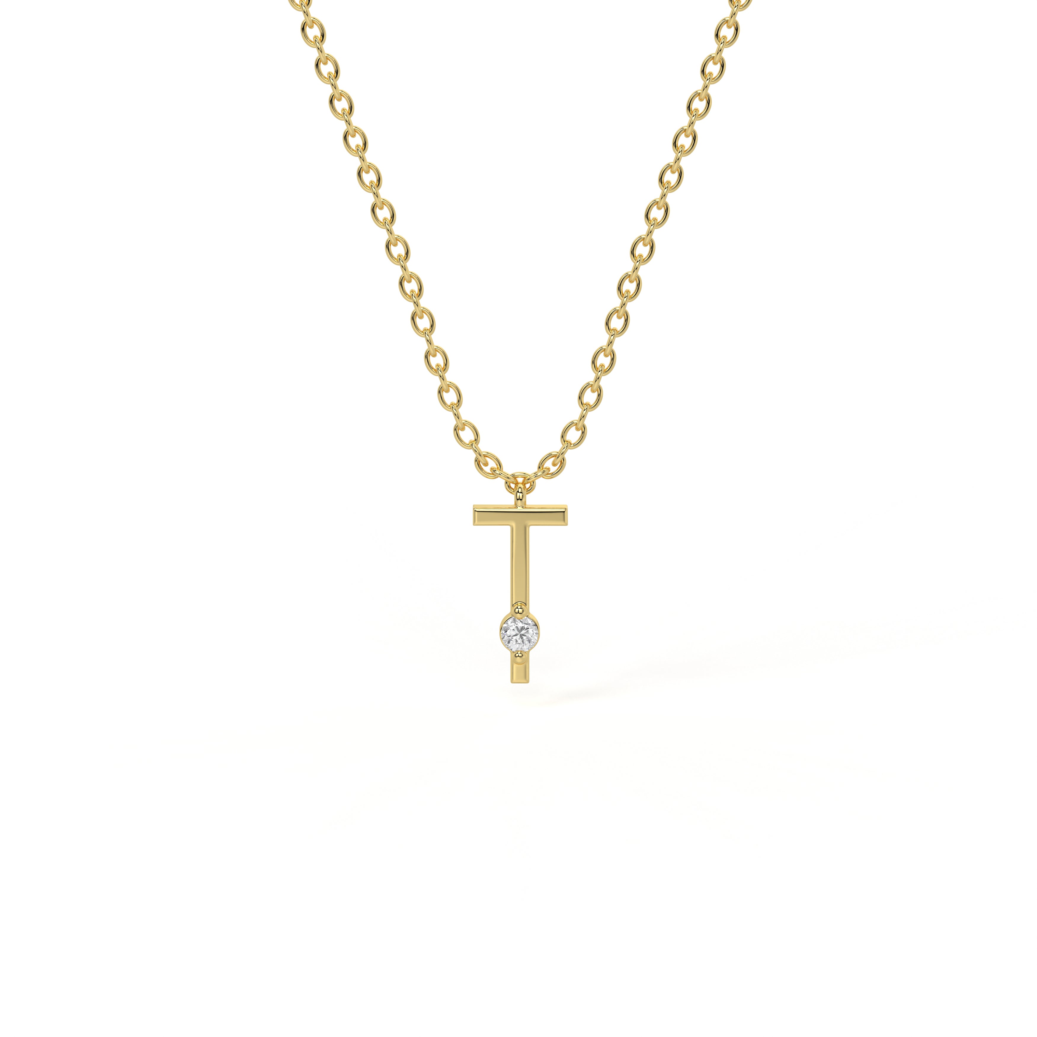 T Diamond Initial Pendant