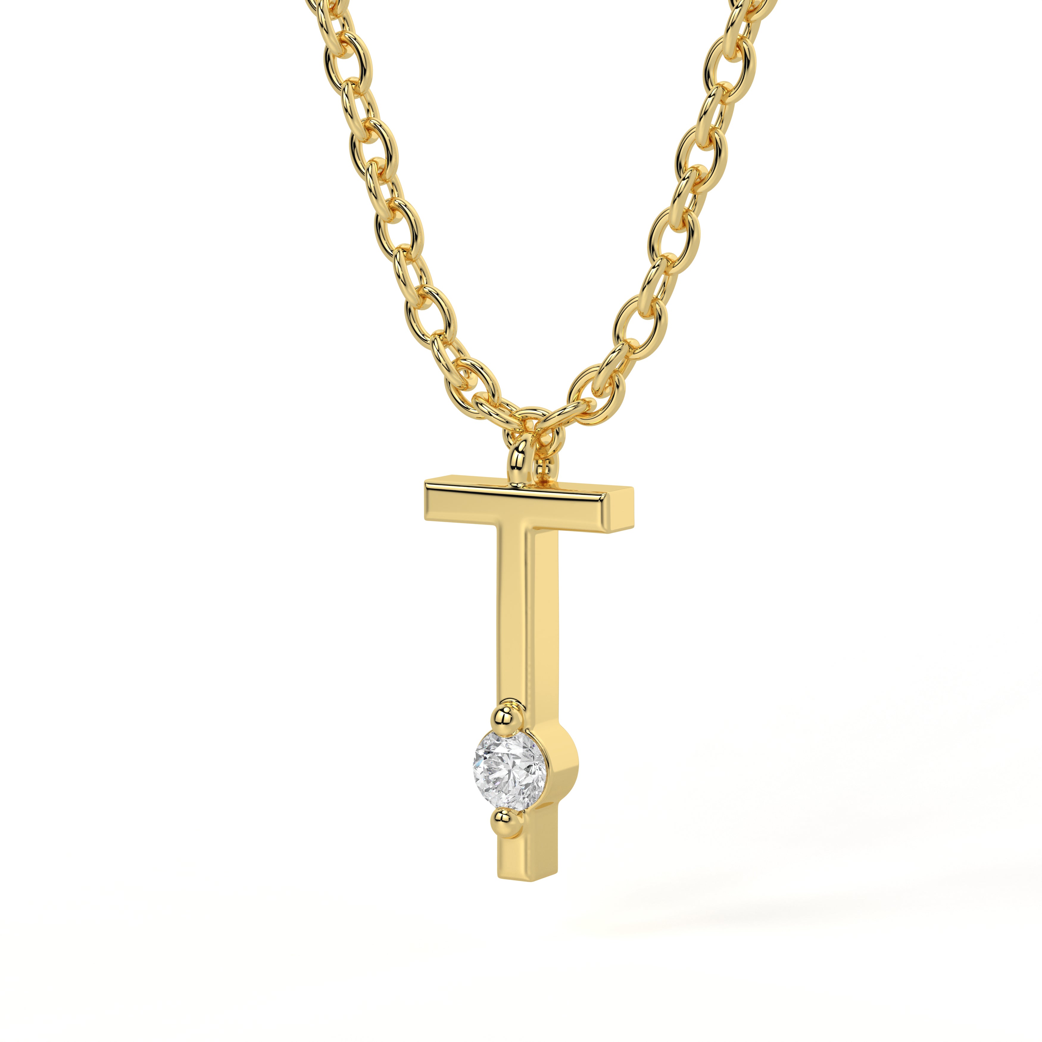 T Diamond Initial Pendant