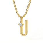 U Diamond Initial Pendant