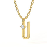 U Diamond Initial Pendant