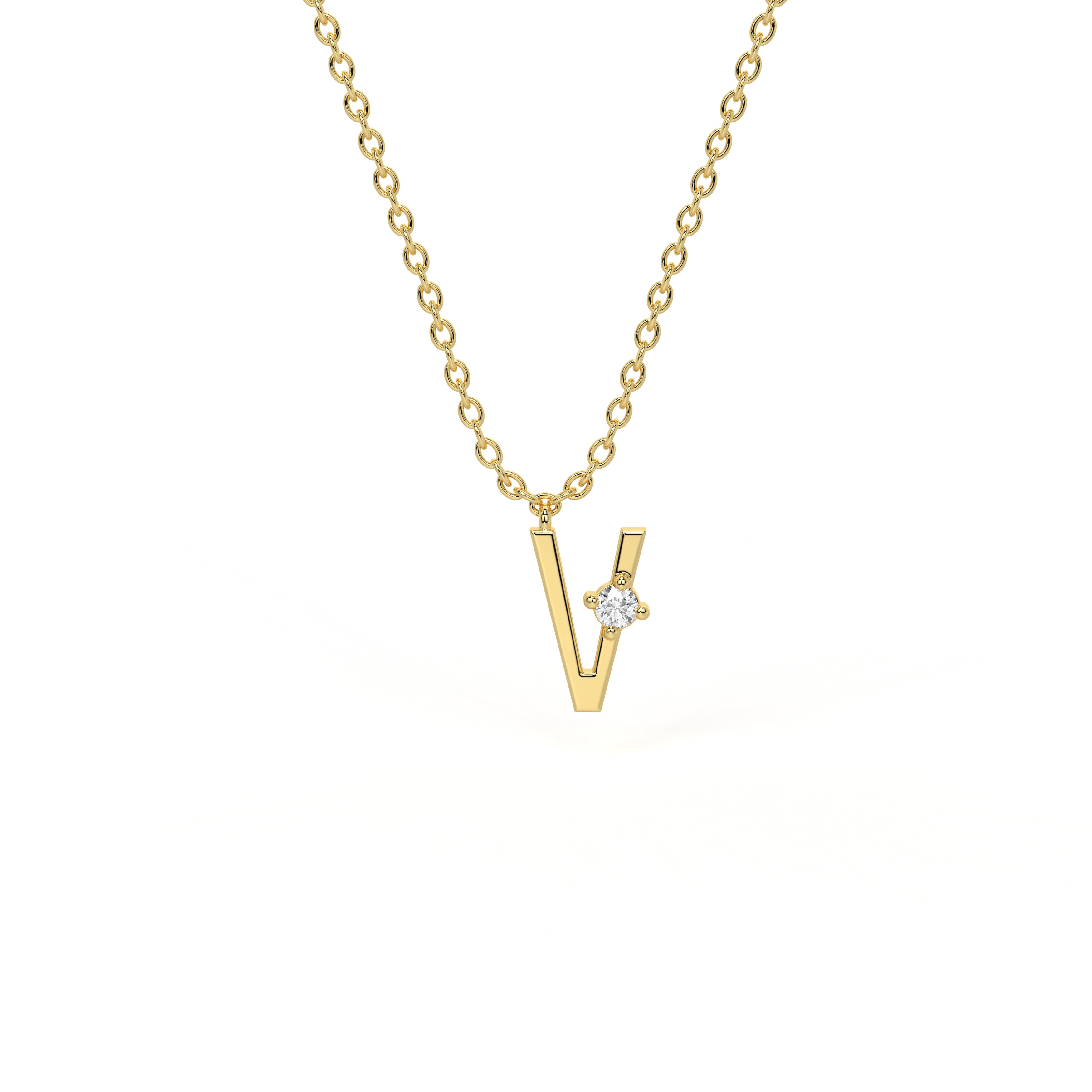 V Diamond Initial Pendant