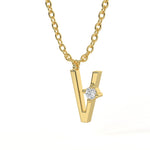 V Diamond Initial Pendant
