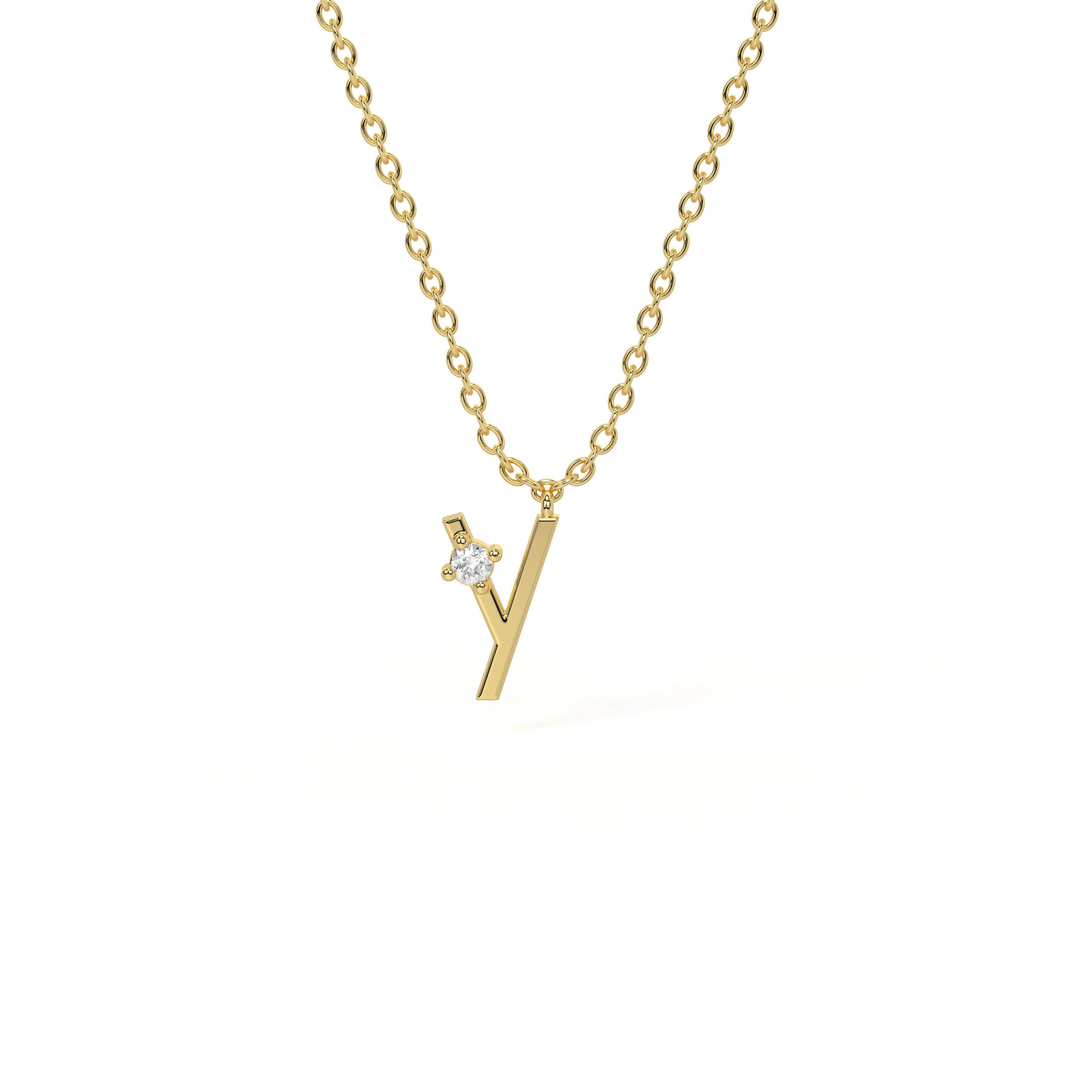 Y Diamond Initial Pendant