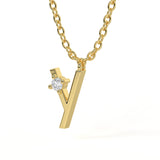 Y Diamond Initial Pendant