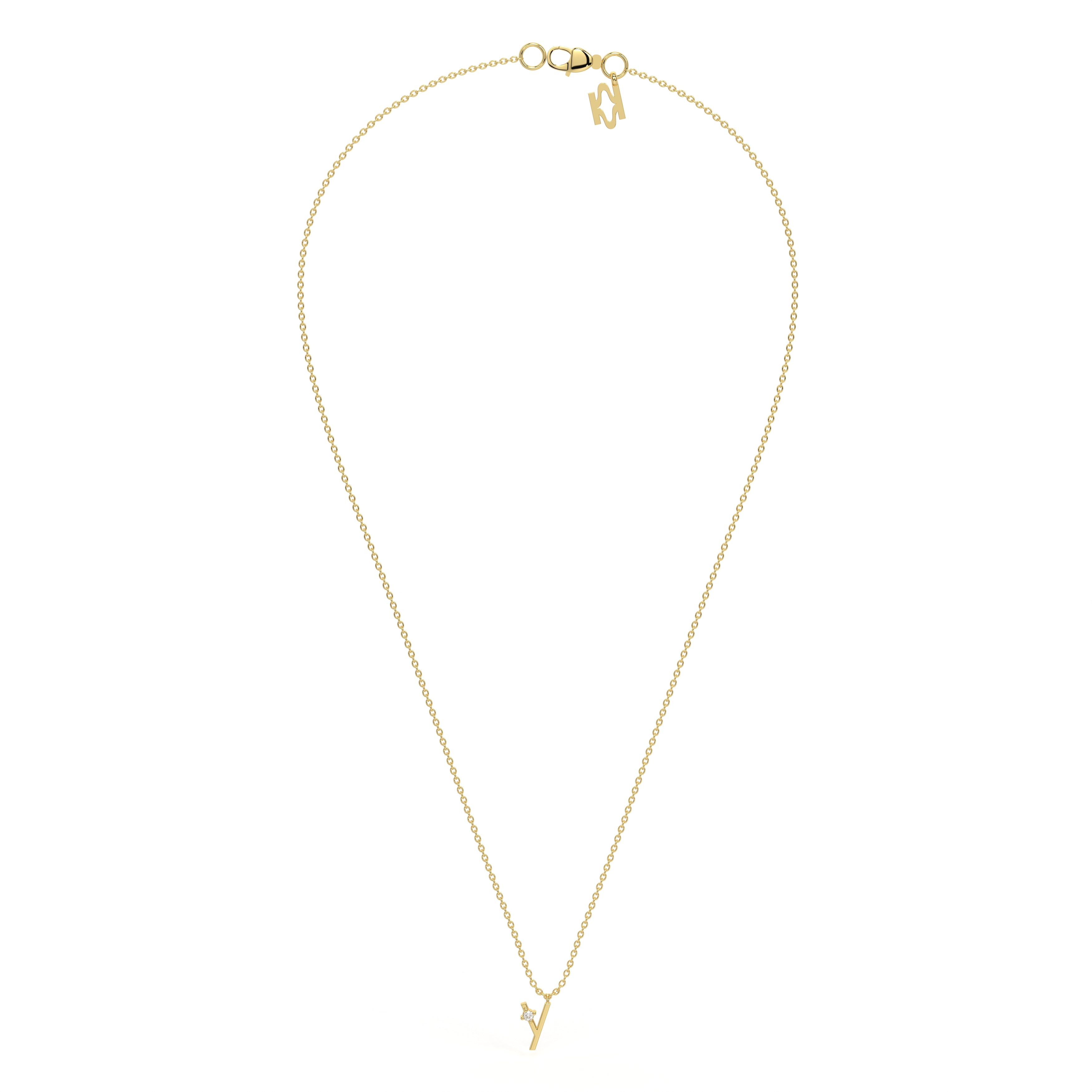 Y Diamond Initial Pendant
