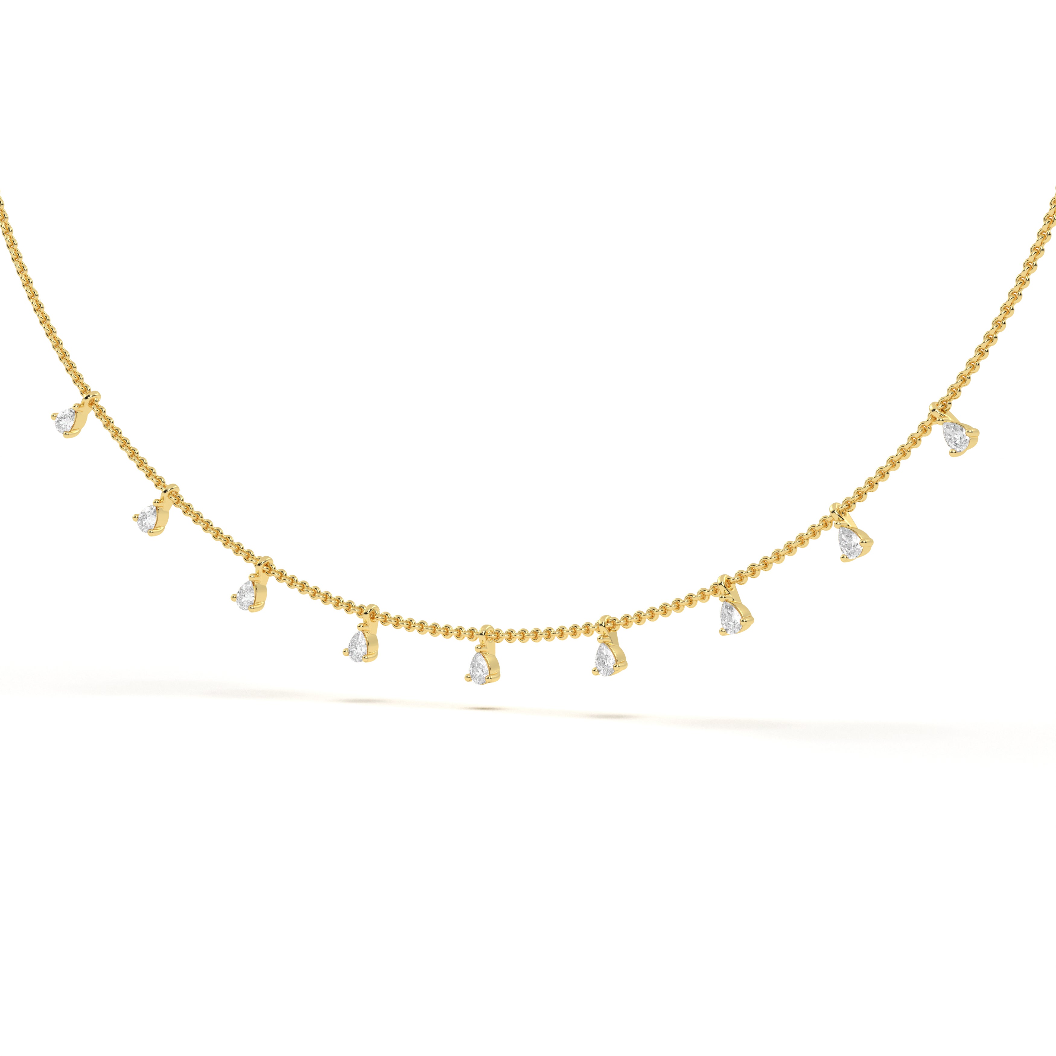 Pear Diamond Station Necklace