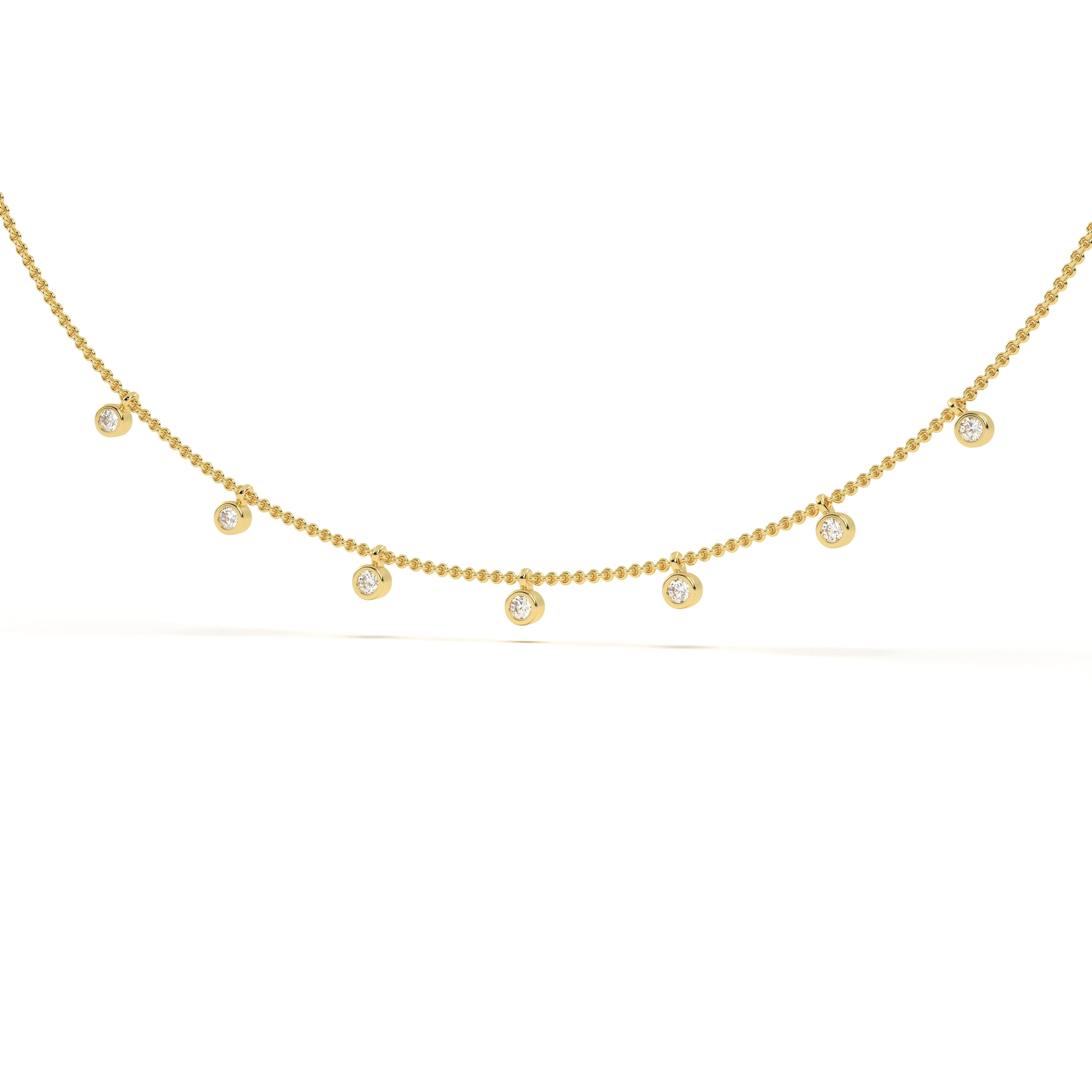 Round Diamond Station Necklace