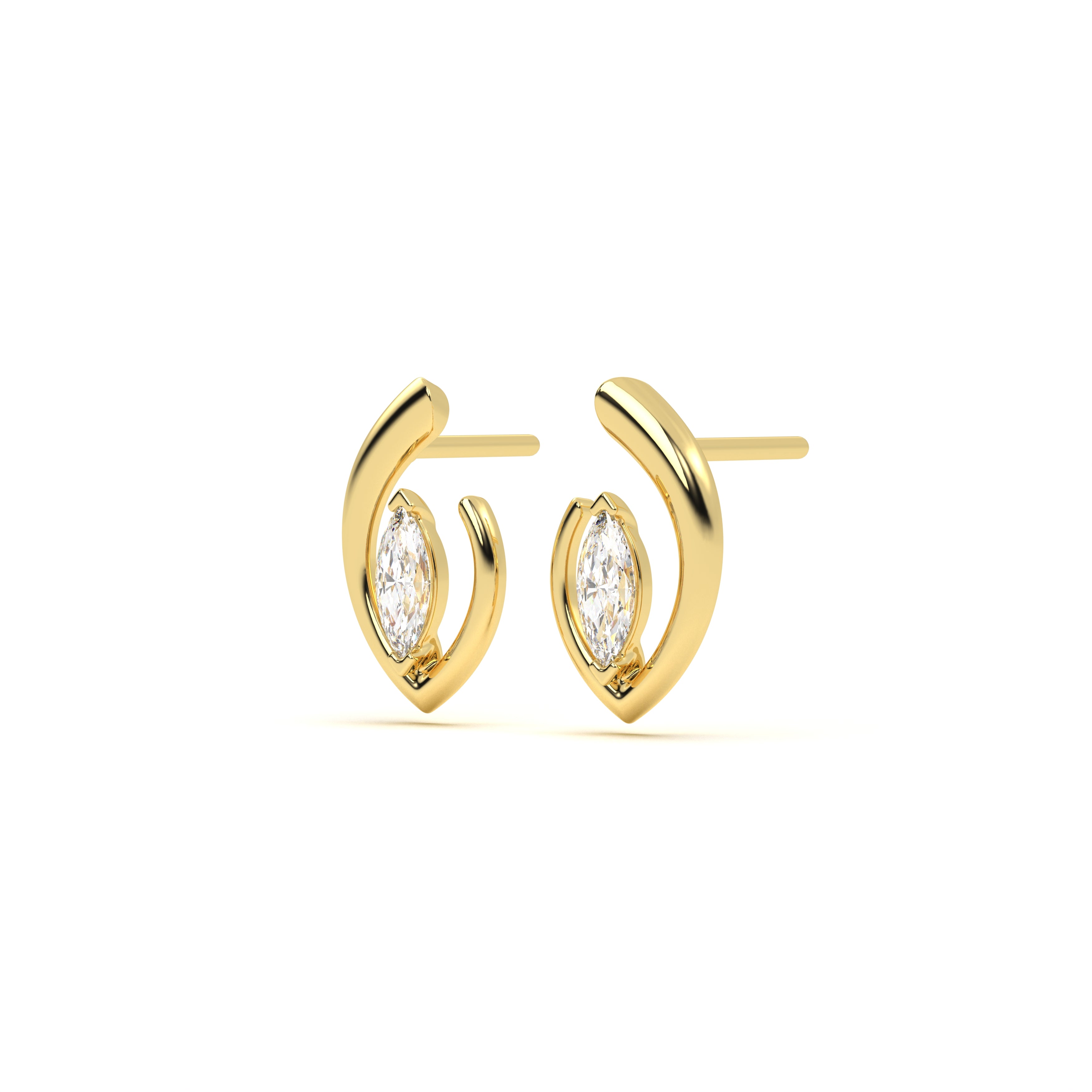 Marquise Diamond Leher Studs