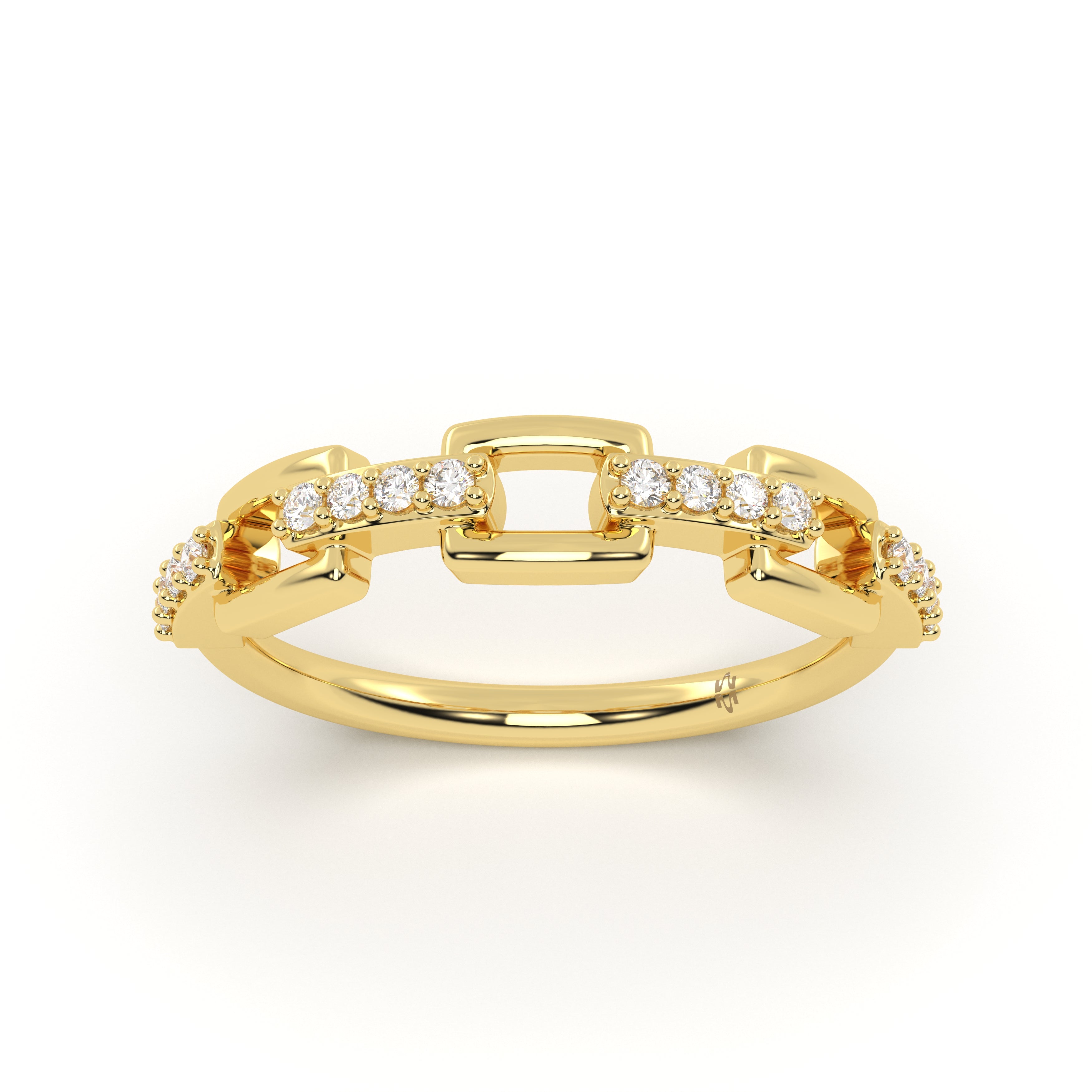 Pave Link Diamond Ring