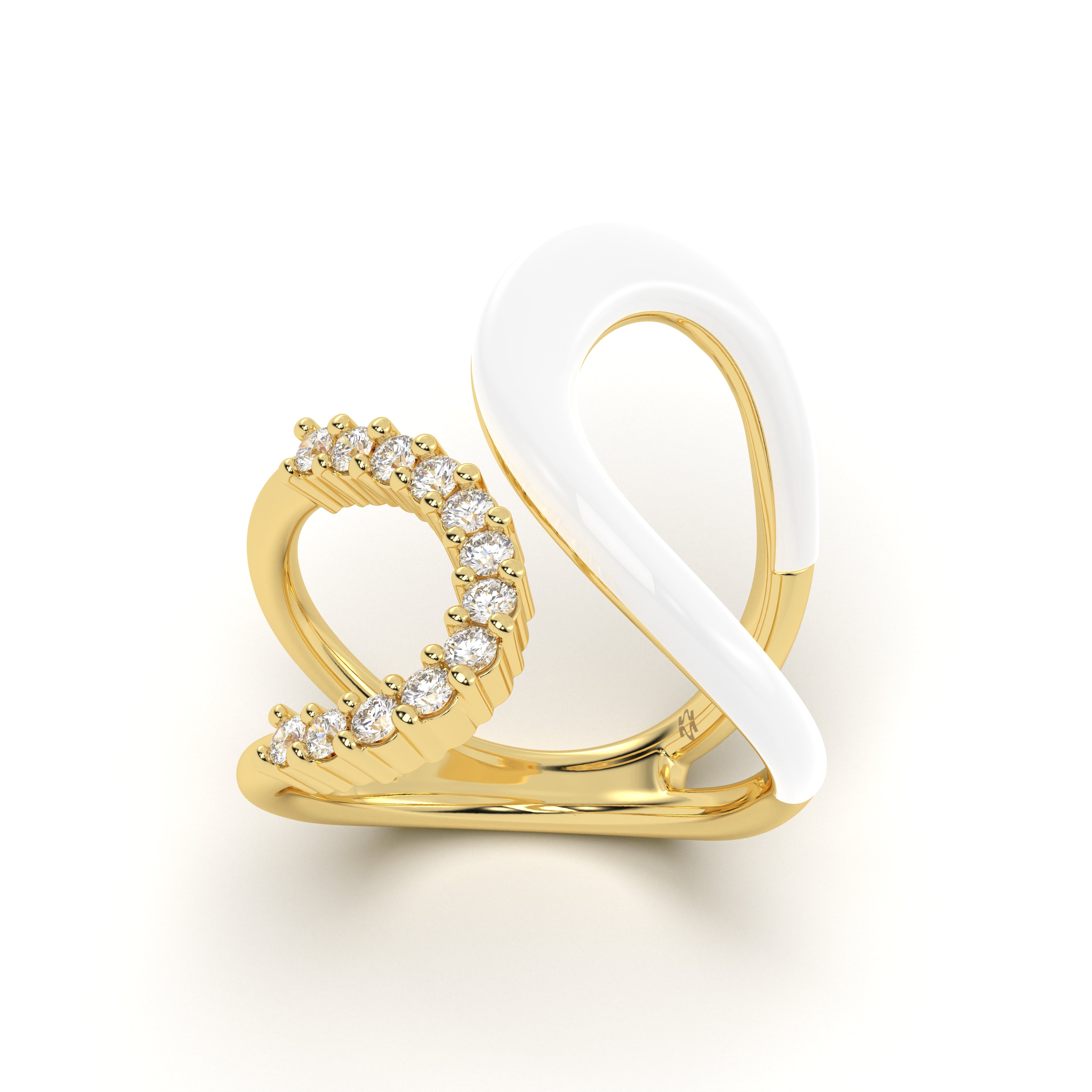 Enamel Diamond Leher Ring