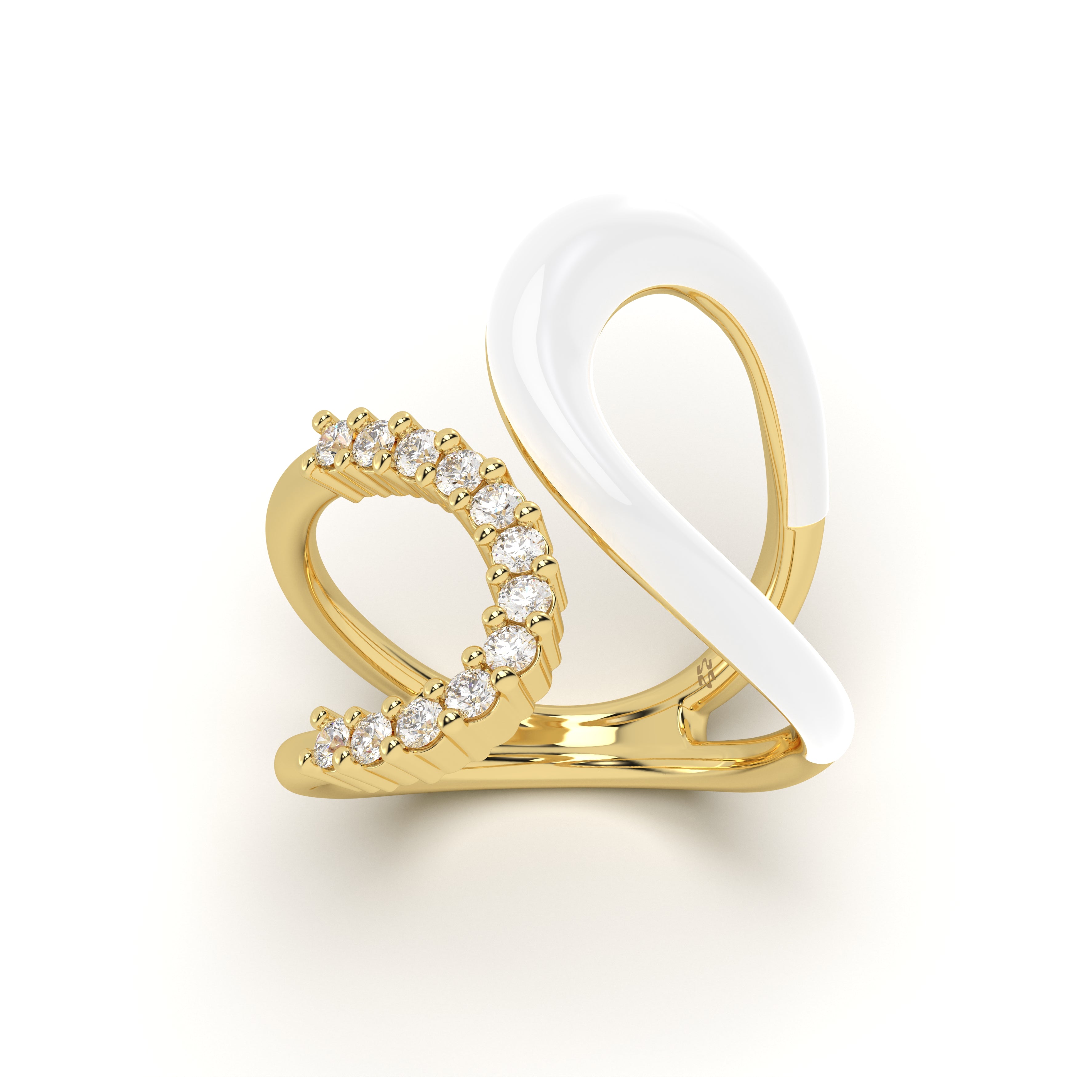 Enamel Diamond Leher Ring