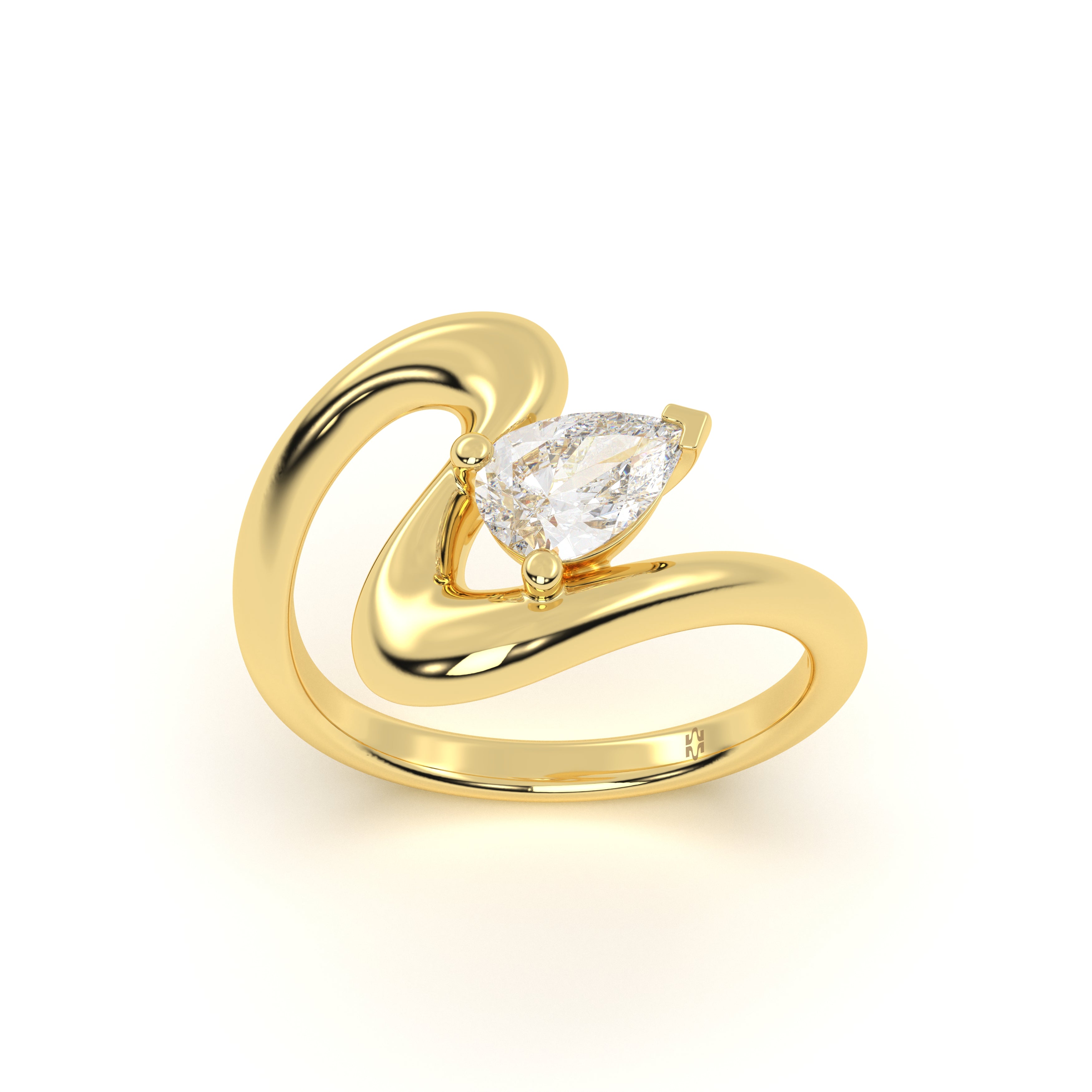 Flowing Diamond Leher Ring