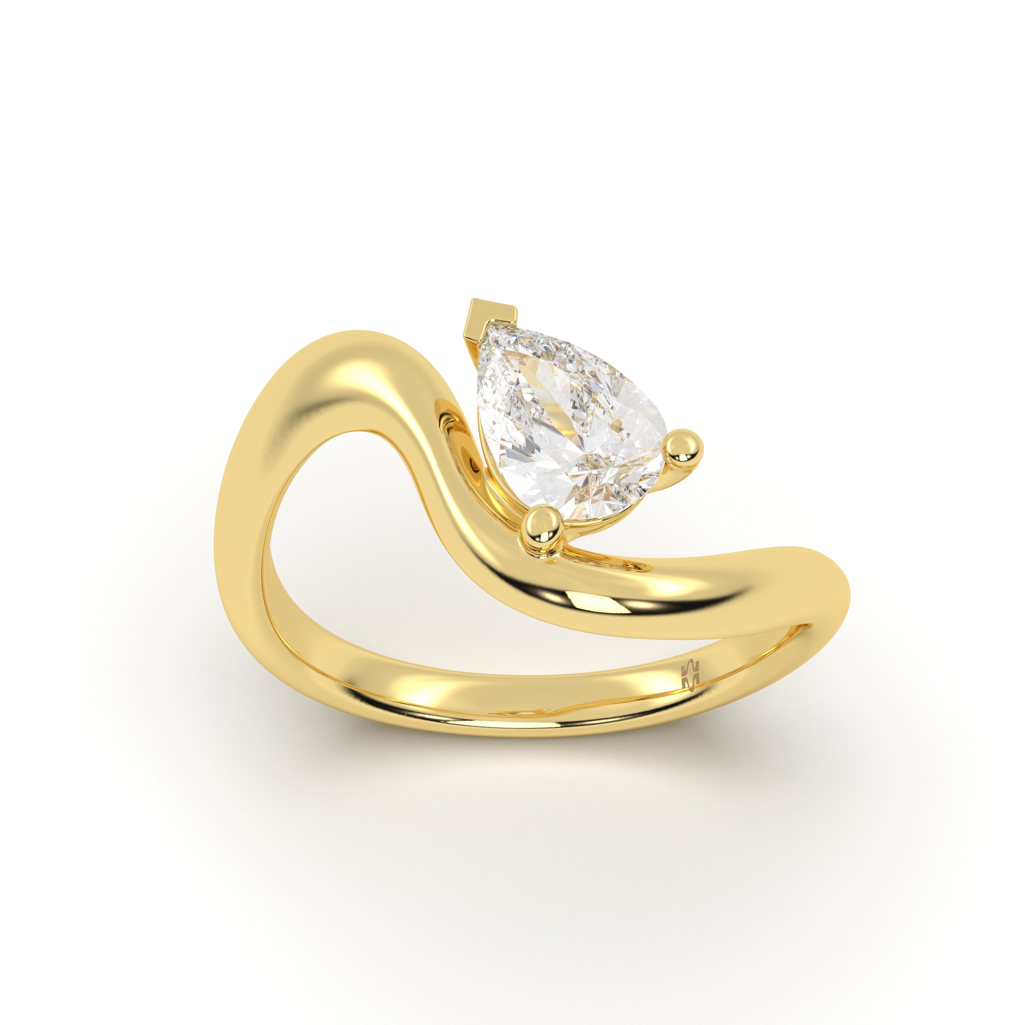Wavy Diamond Leher Ring