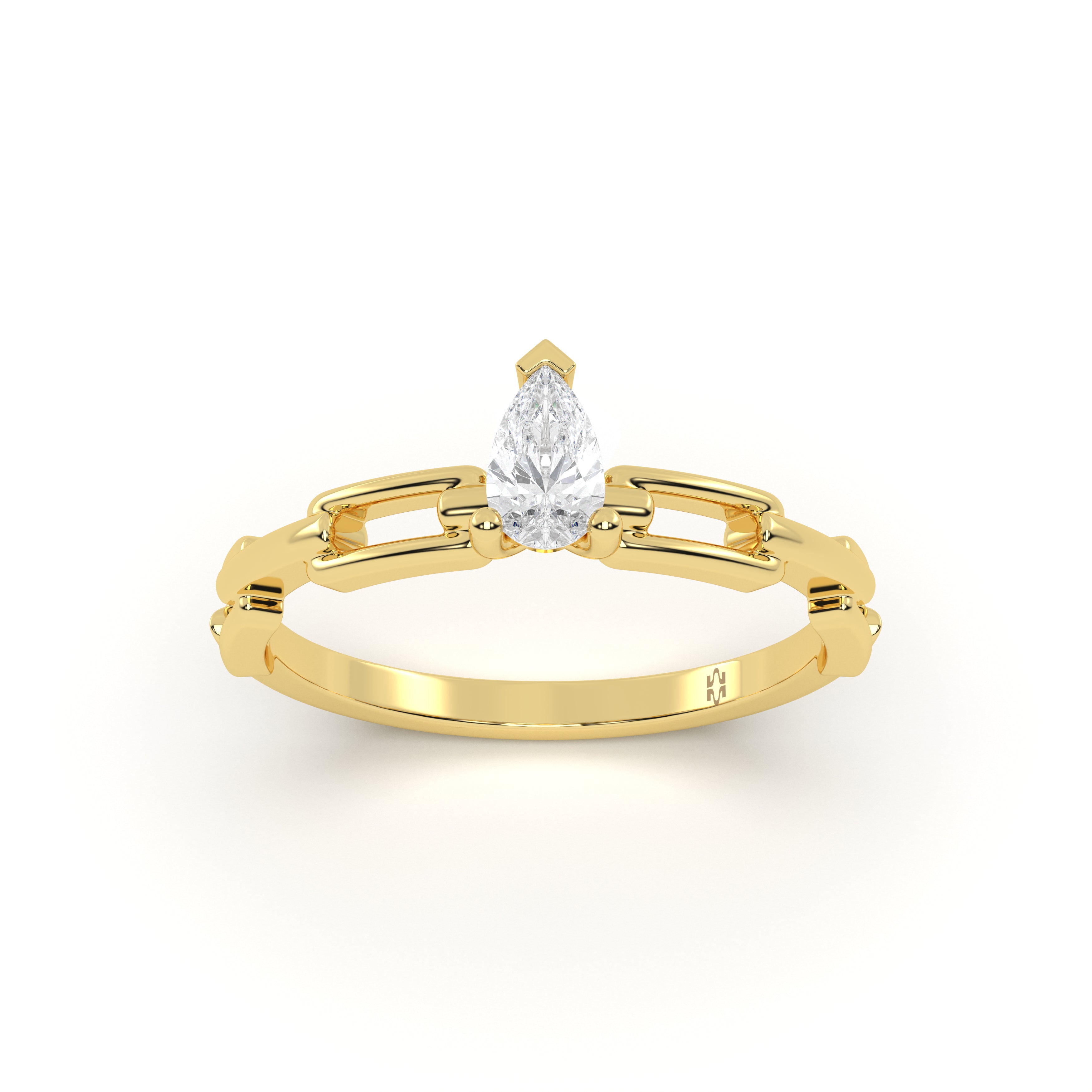 Link Pear Diamond Ring