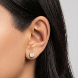 Emerald Bezel Diamond Stud