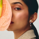 Floral Enamel Diamond Earrings