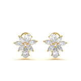 Custom Asymmetric Diamond Flower Earrings