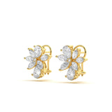 Custom Asymmetric Diamond Flower Earrings
