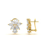 Custom Asymmetric Diamond Flower Earrings