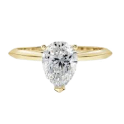 Plain 3 Round Prong - Pear