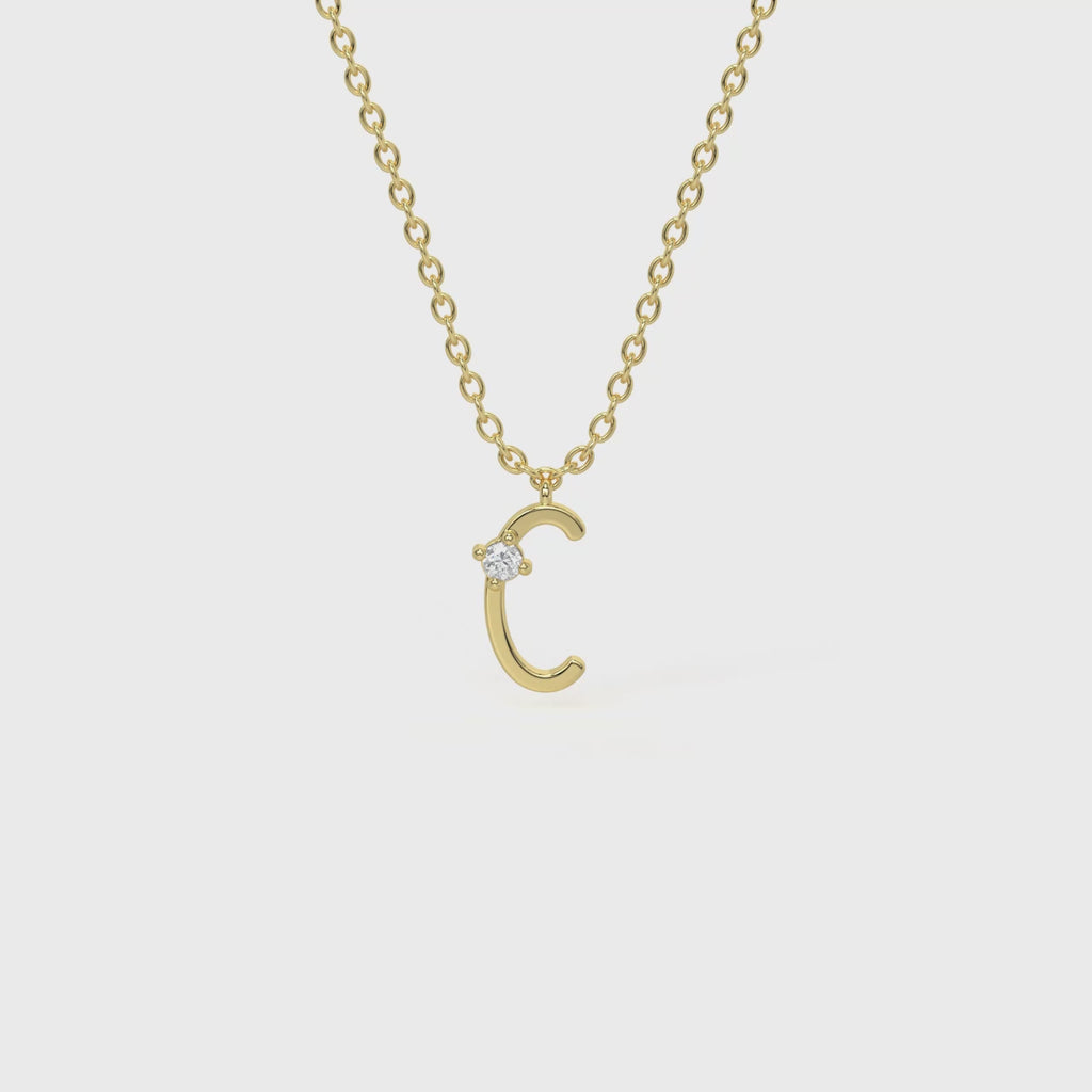 C Diamond Initial Pendant