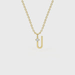 U Diamond Initial Pendant