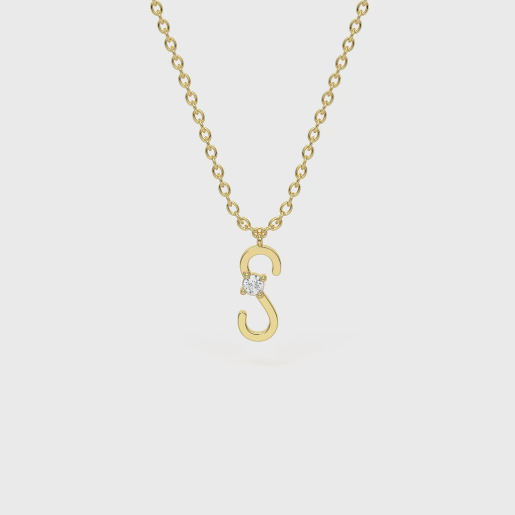S Diamond Initial Pendant