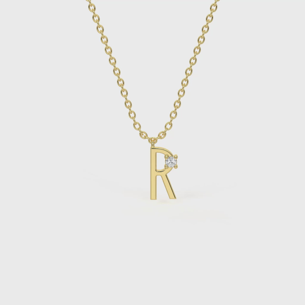 R Diamond Initial Pendant