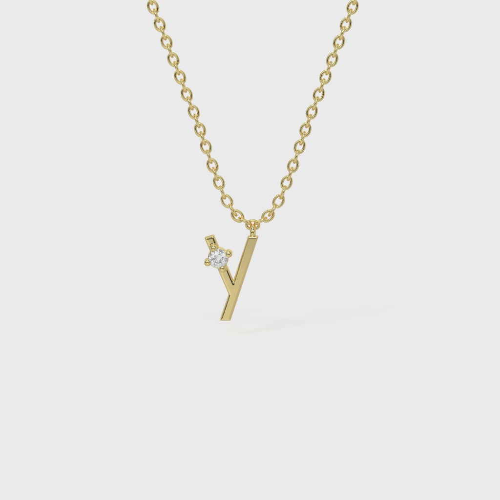 Y Diamond Initial Pendant