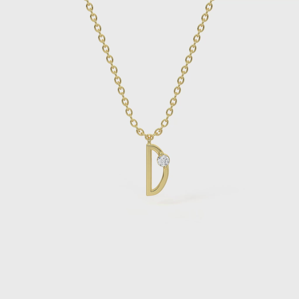 D Diamond Initial Pendant